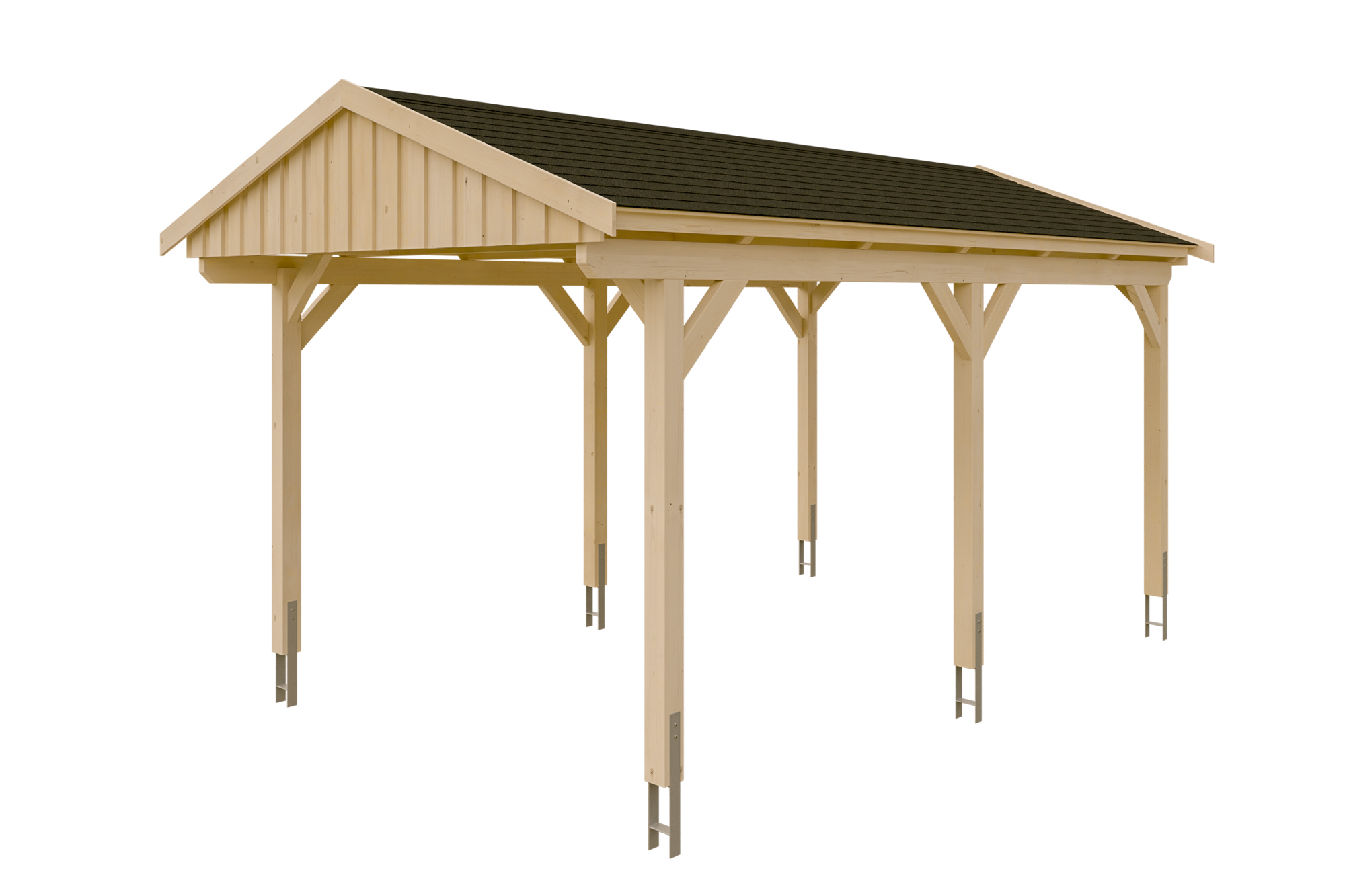 Produktbild: Carport Fichtelberg 317 x 566 cm, mit schwarzen Dachschindeln