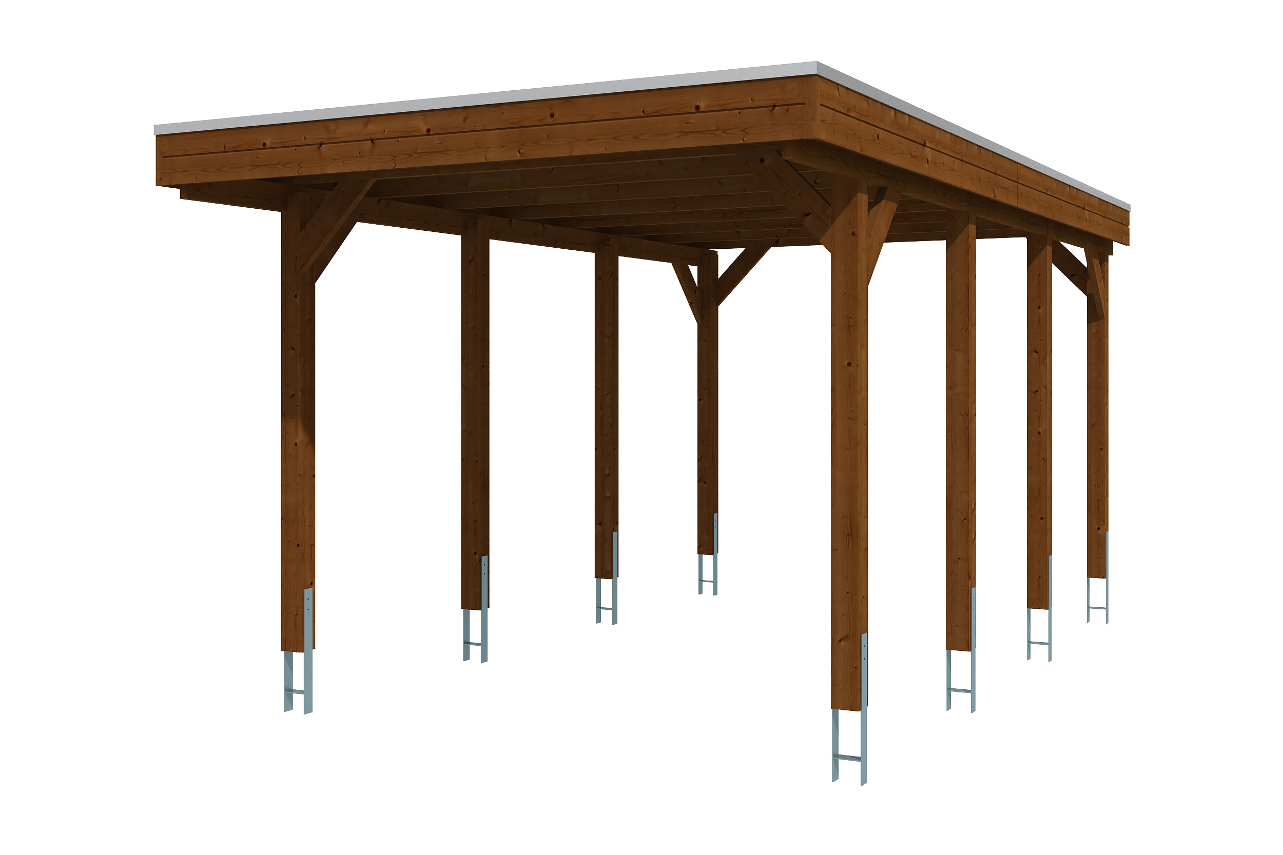Carport Friesland 320 x 555 cm, met dakplaten, walnoot