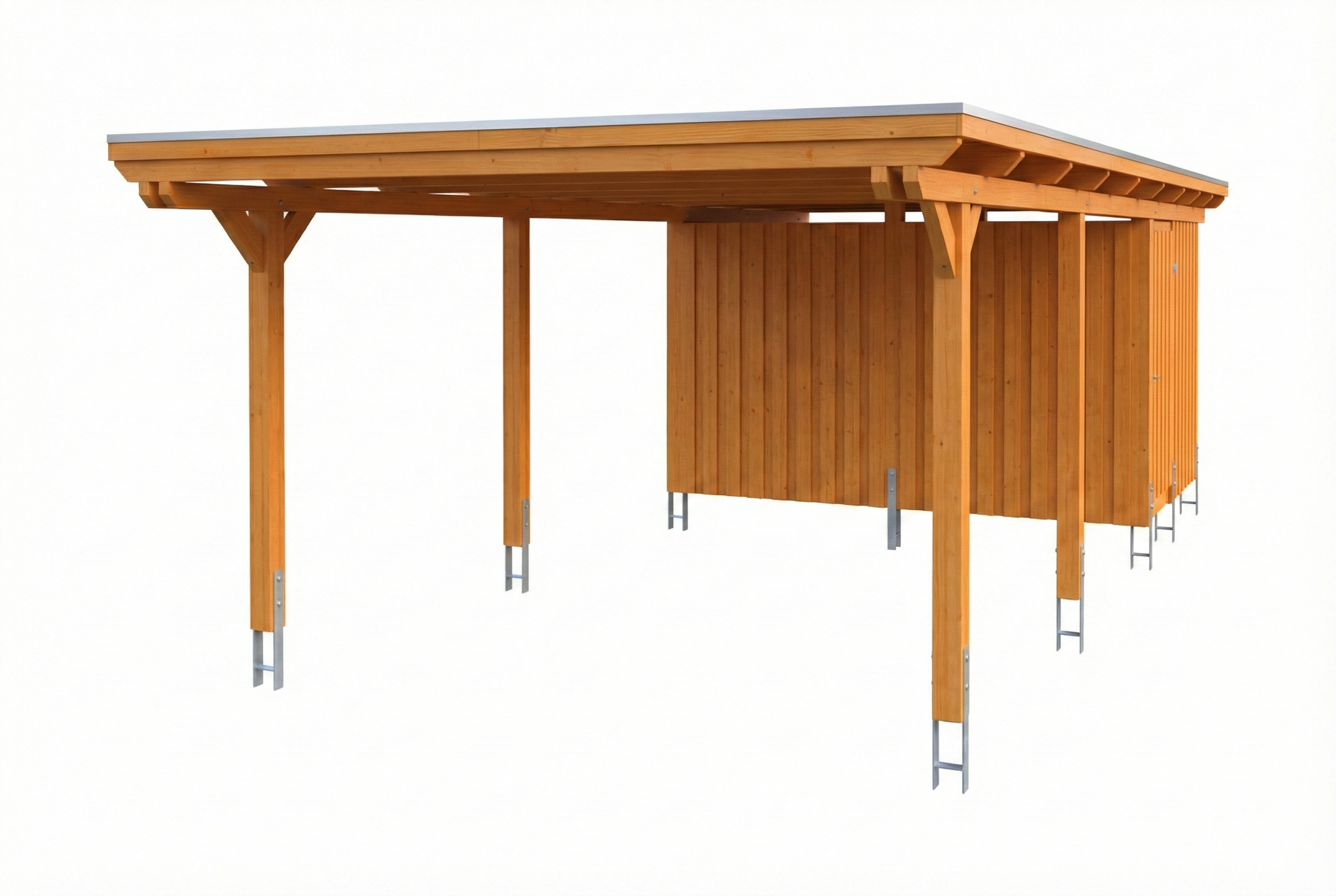 Carport Emsland 402 x 846 cm met EPDM dak, met bergruimte, licht eiken