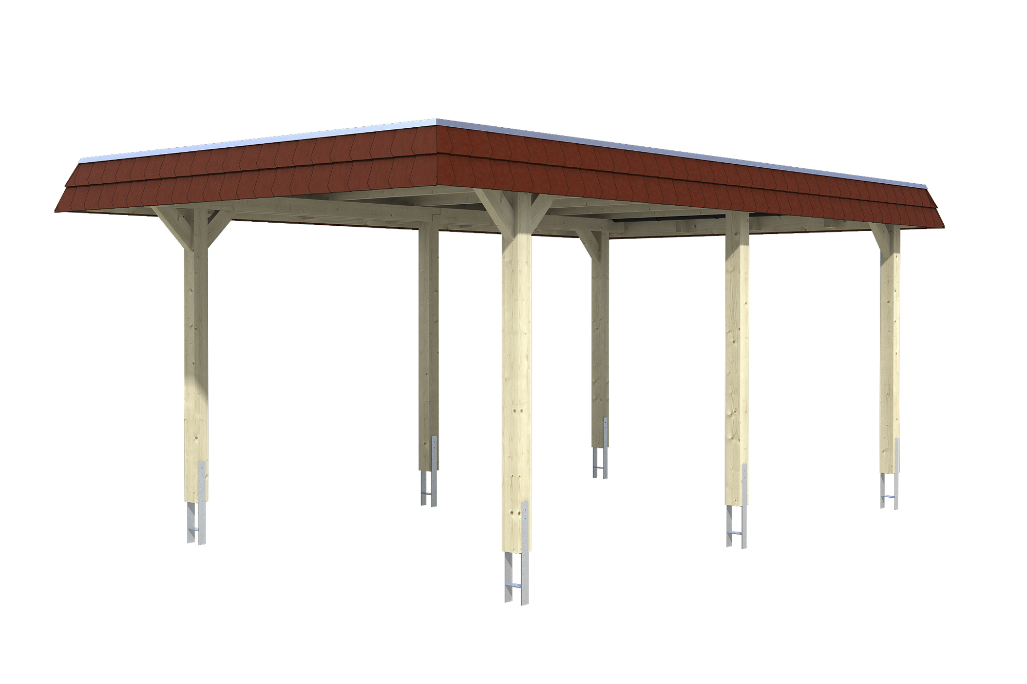 Produktbild: Carport Wendland 362 x 628 cm, mit roter Blende
