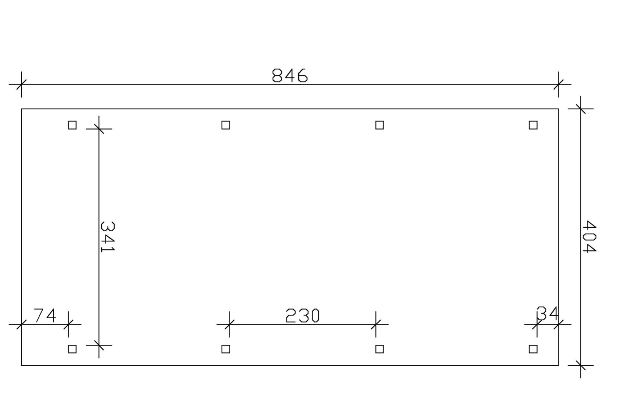 Grafik (Grundriss): Carport EmslandCaravan 404 x 846 cm