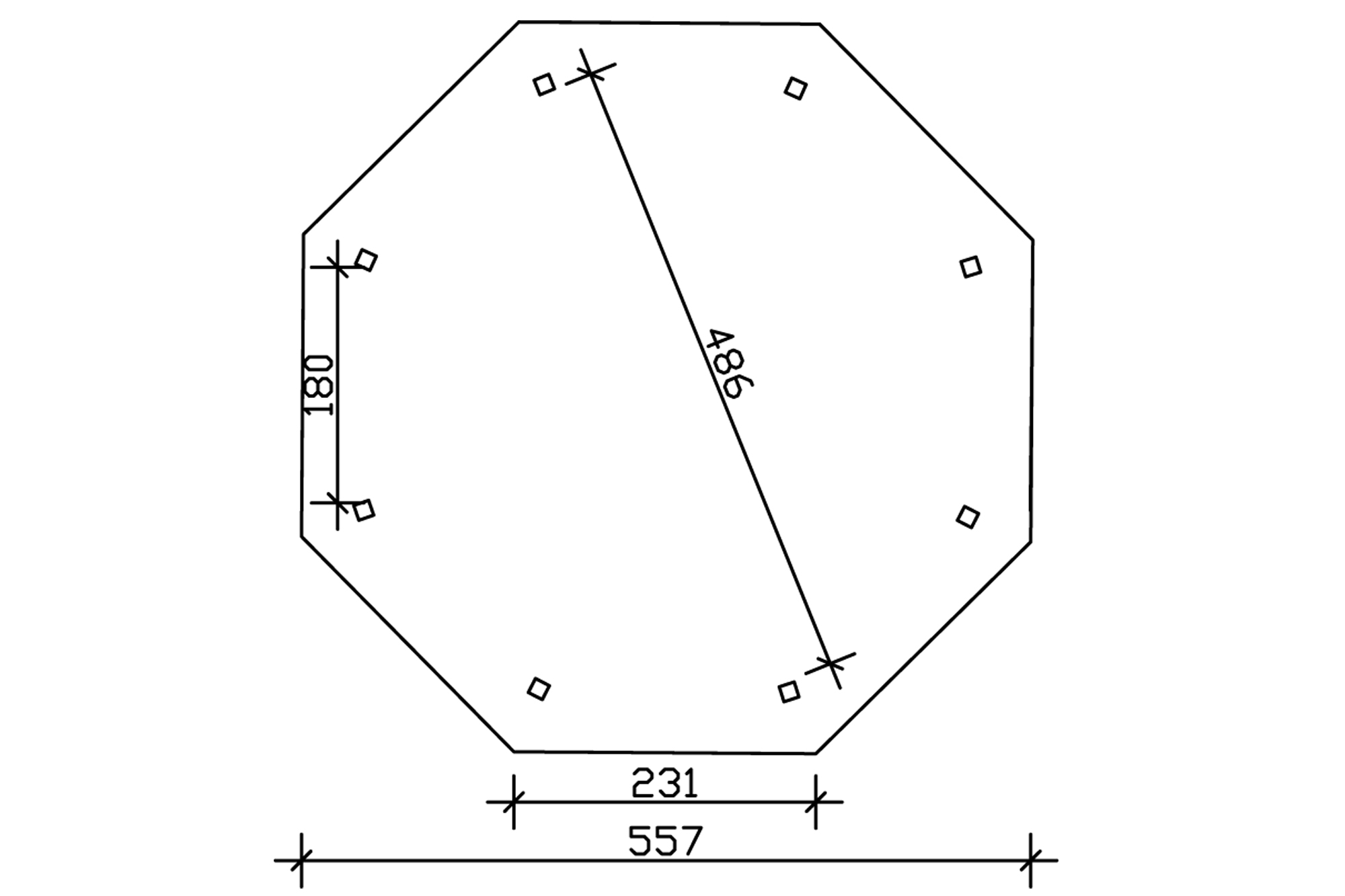 Paviljoen Lyon maat 3, Ø 557 cm, achthoekig, gelakt in noten