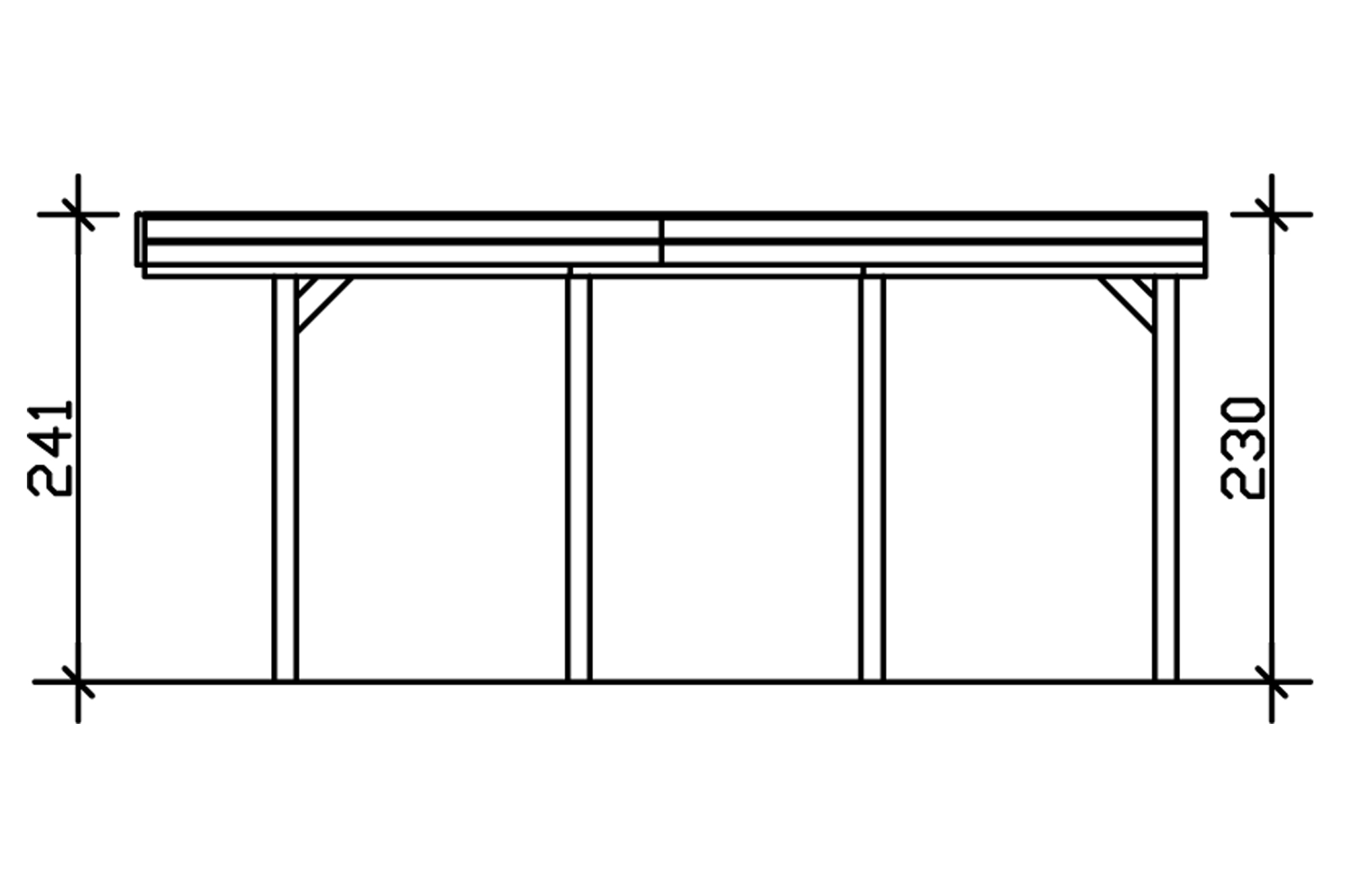 Grafik (Schnitt): Carport Friesland 314 x 555 cm