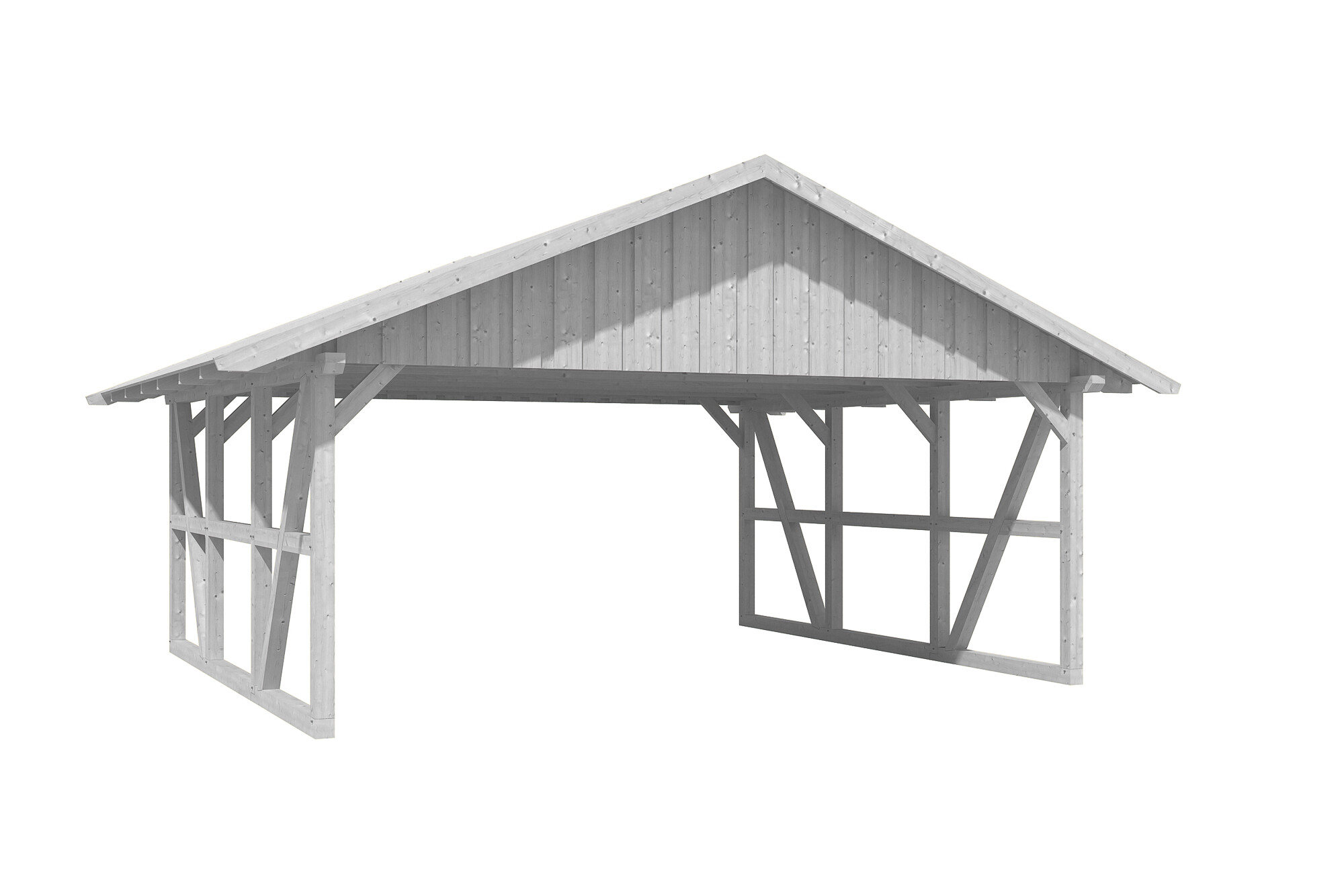 Carport Schwarzwald 684 x 600 cm, weiß, mit Dachschalung