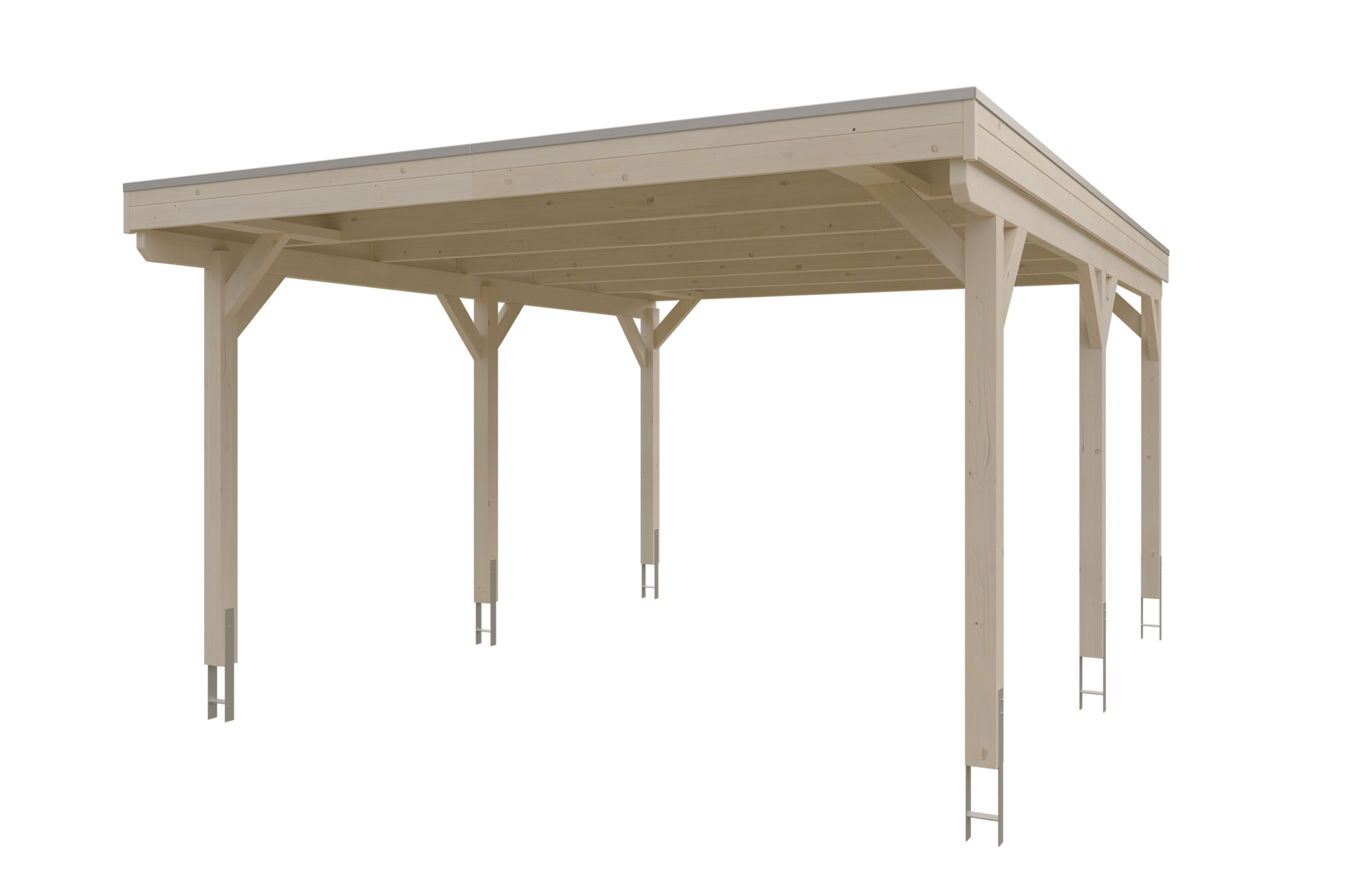 Carport Grunewald 427 x 554 cm met Aluminium dakplaten, onbehandeld