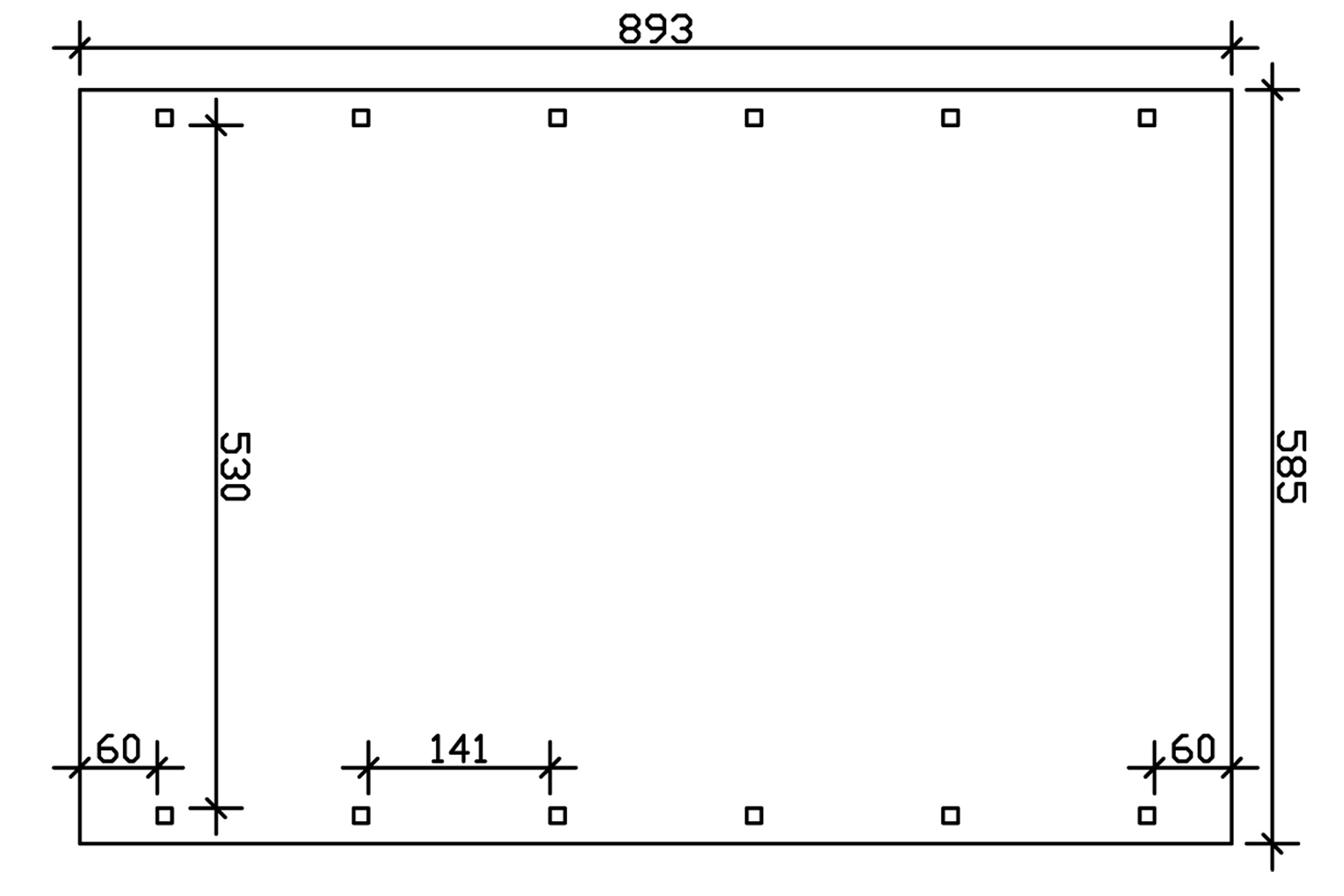 Carport Spreewald 585 x 893 cm mit Aluminiumdach, schwarze Blende, nussbaum