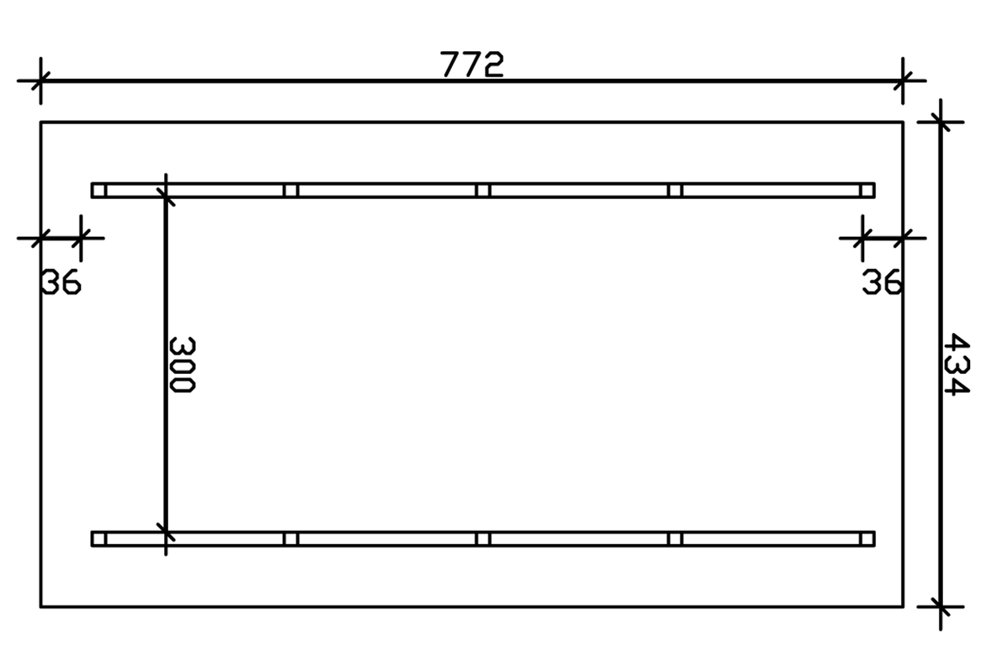 Carport SCHWARZWALD 434x772cm avec lattis, KVH-bois d'épinette, non traité