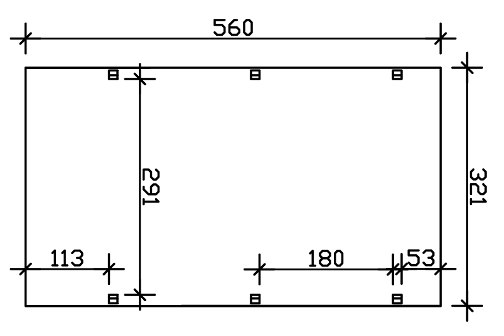 Grafik (Grundriss): Carport Harz 321 x 560 cm