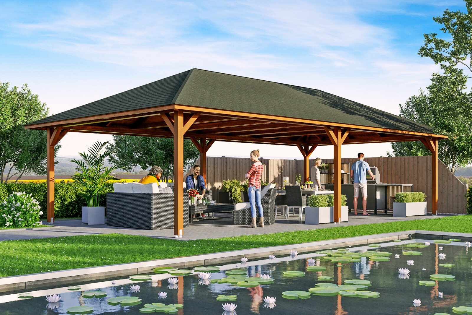 Ambientebild: Pavillon Orleans 4, farblich behandelt in nussbaum