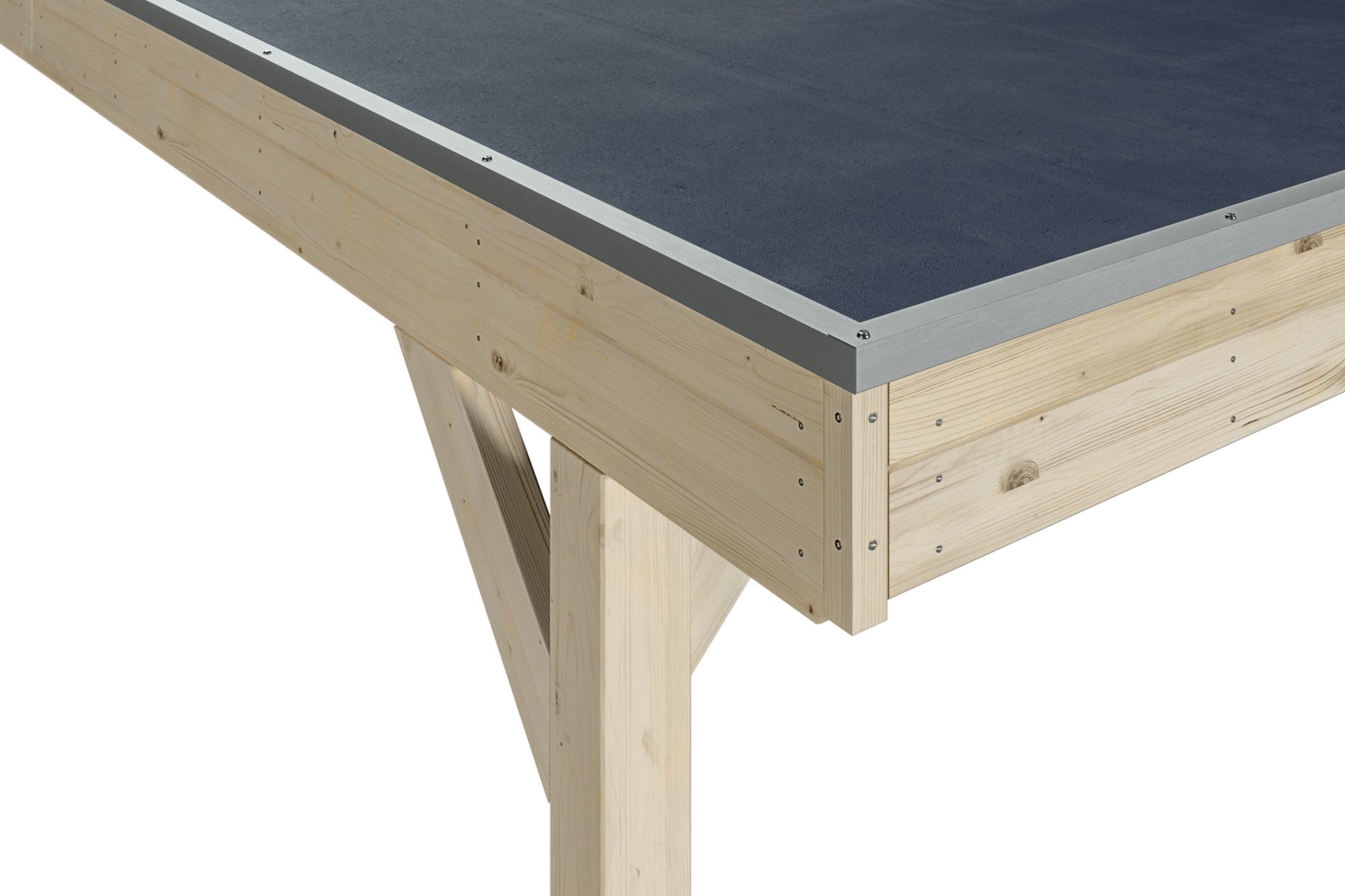 Detailbild: EPDM-Dacheindeckung und Dachblende beim Einzelcarport Grunewald