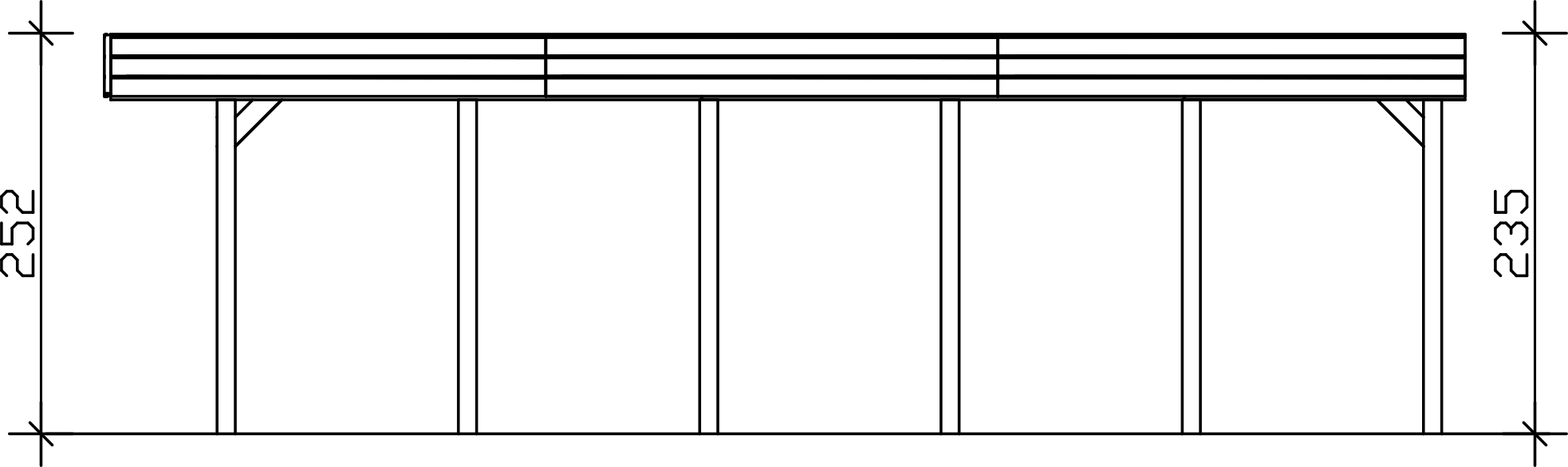 Carport Friesland 546 x 860 cm, met EPDM dak, walnoot
