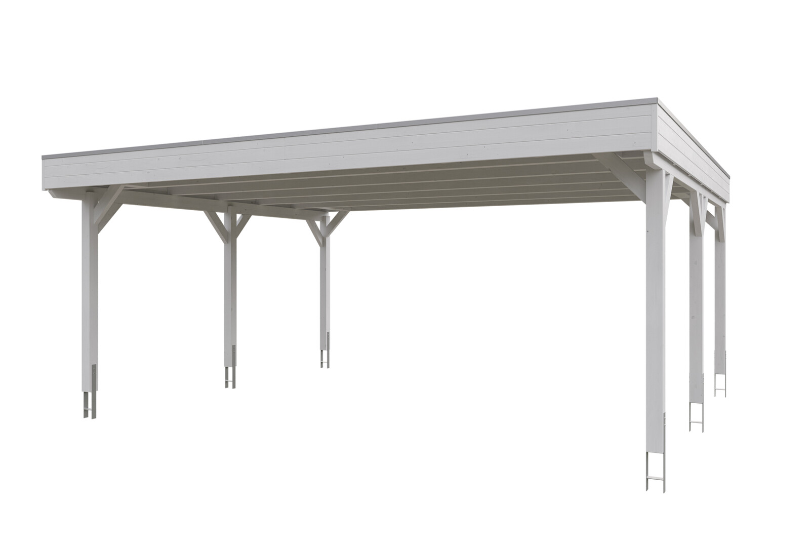 Carport Grunewald 622 x 554 cm with aluminium roof, colour pre-treated white