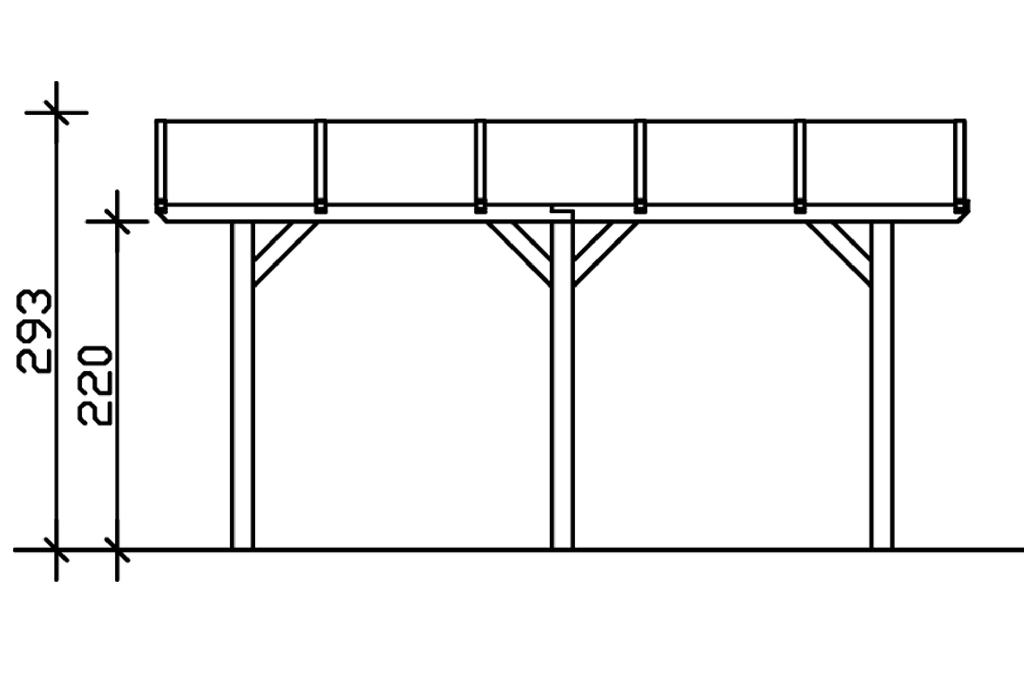 Carport FRANKEN 376x541cm, bois lamellé-collé, traitement coloré noyer