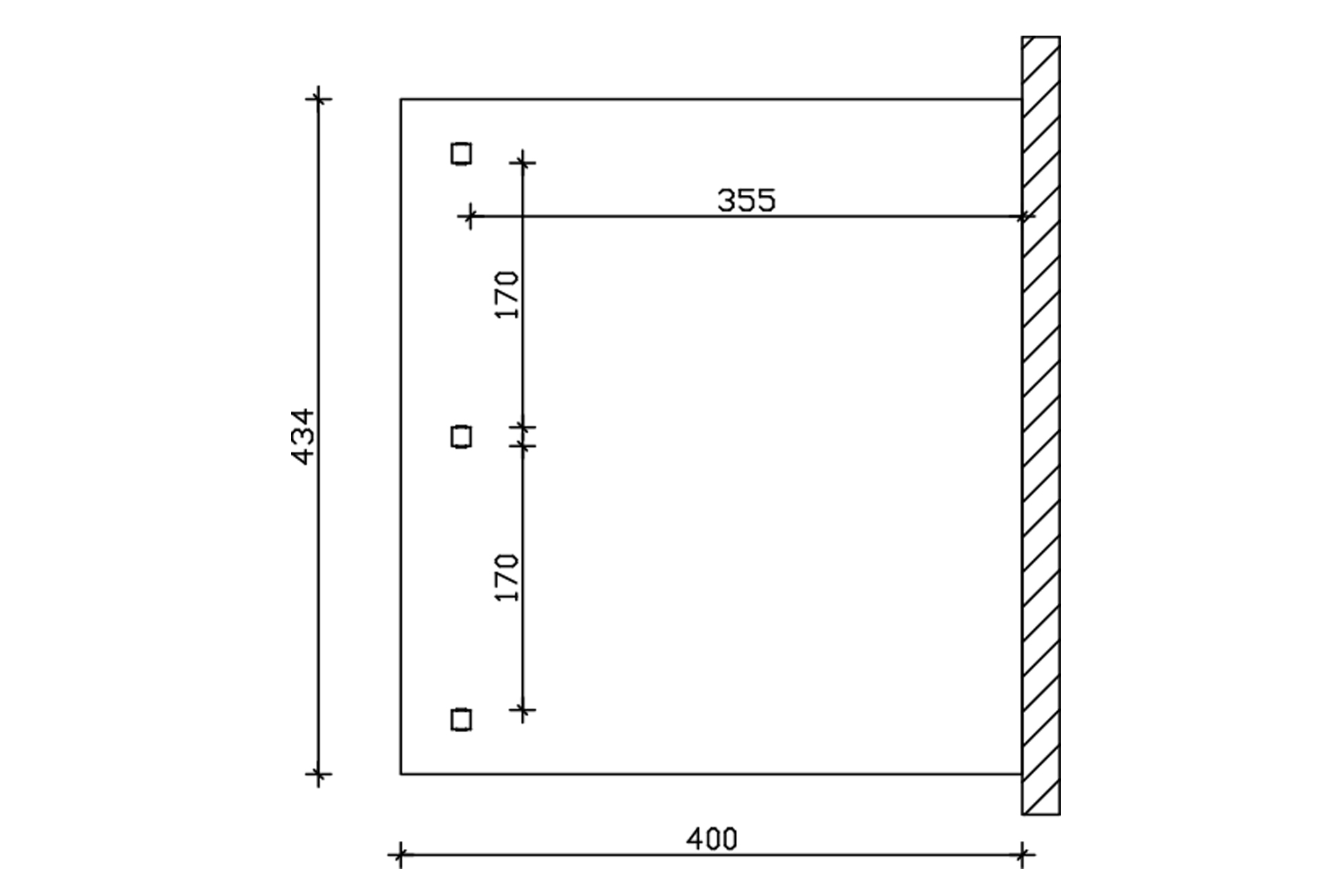 Grafik (Grundriss): Terrassenüberdachung Andria/Bormio 434x400 cm