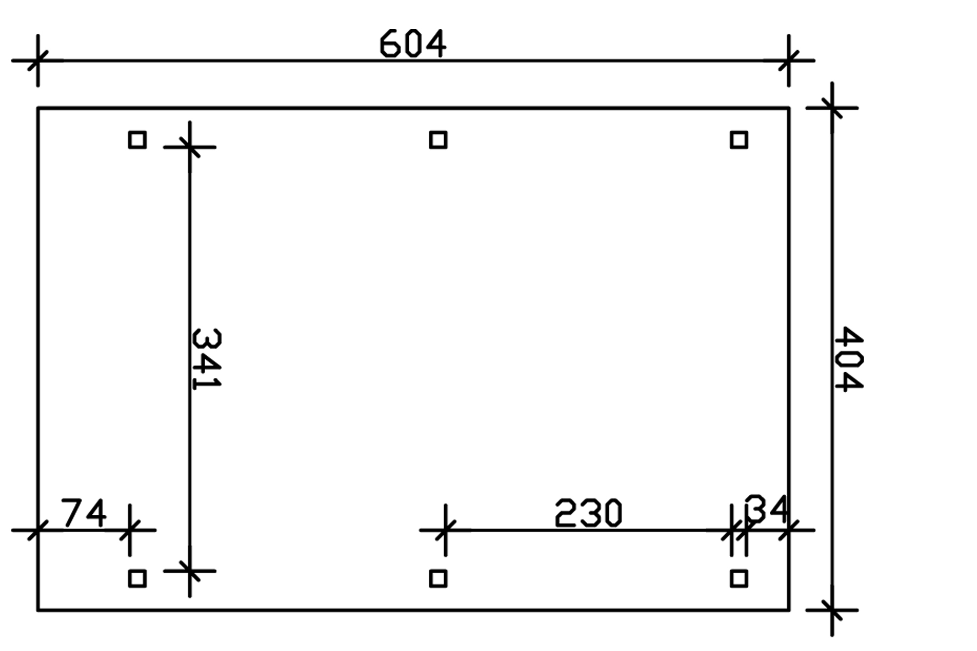 Grafik (Grundriss): Carport Emsland 404 x 604 cm