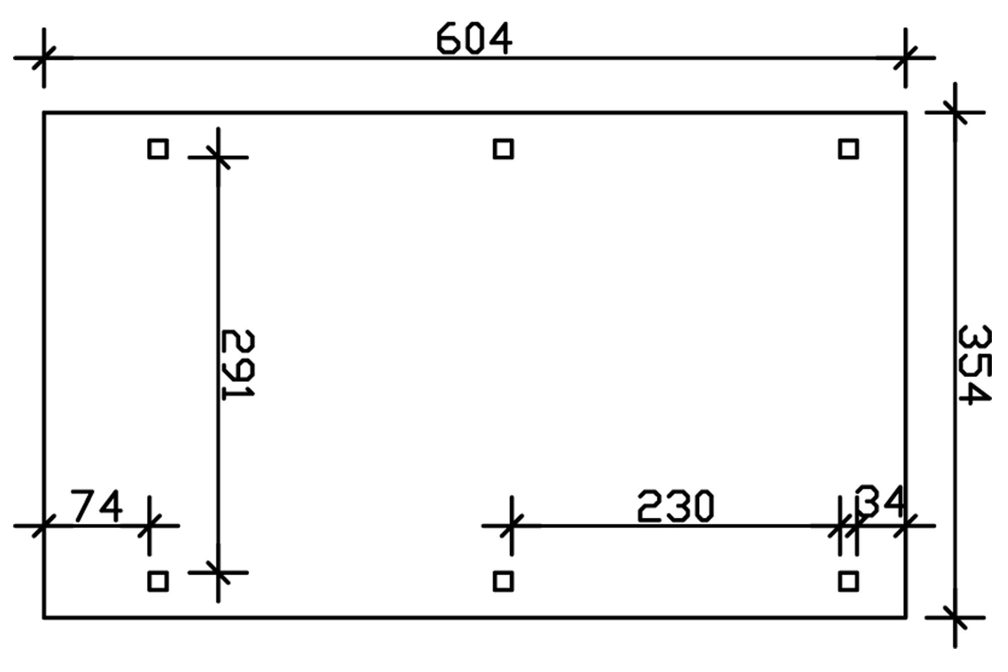 Grafik (Grundriss): Carport Emsland 354 x 604 cm