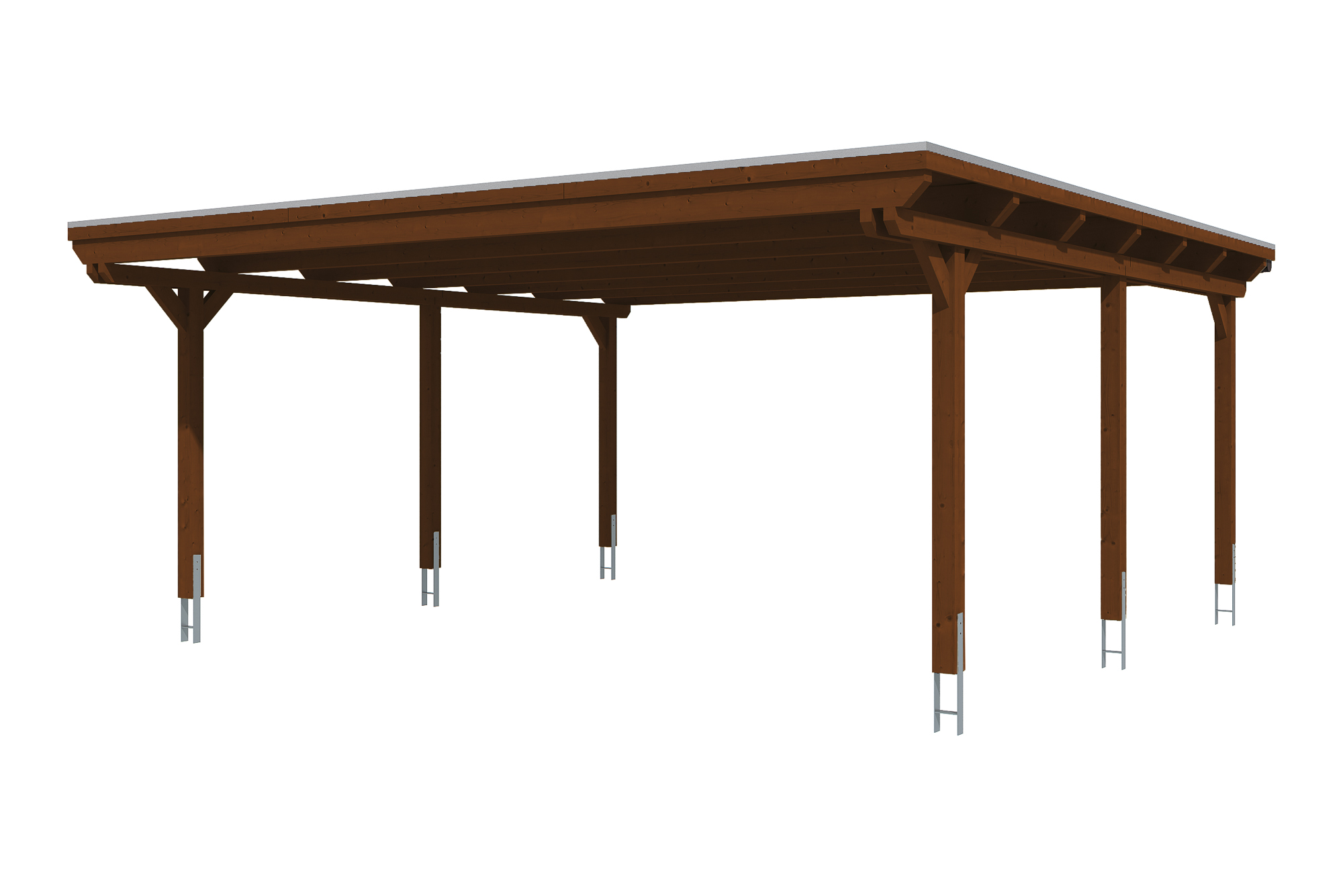 Produktbild: Carport Emsland 613 x 604 cm, farblich behandelt in nussbaum