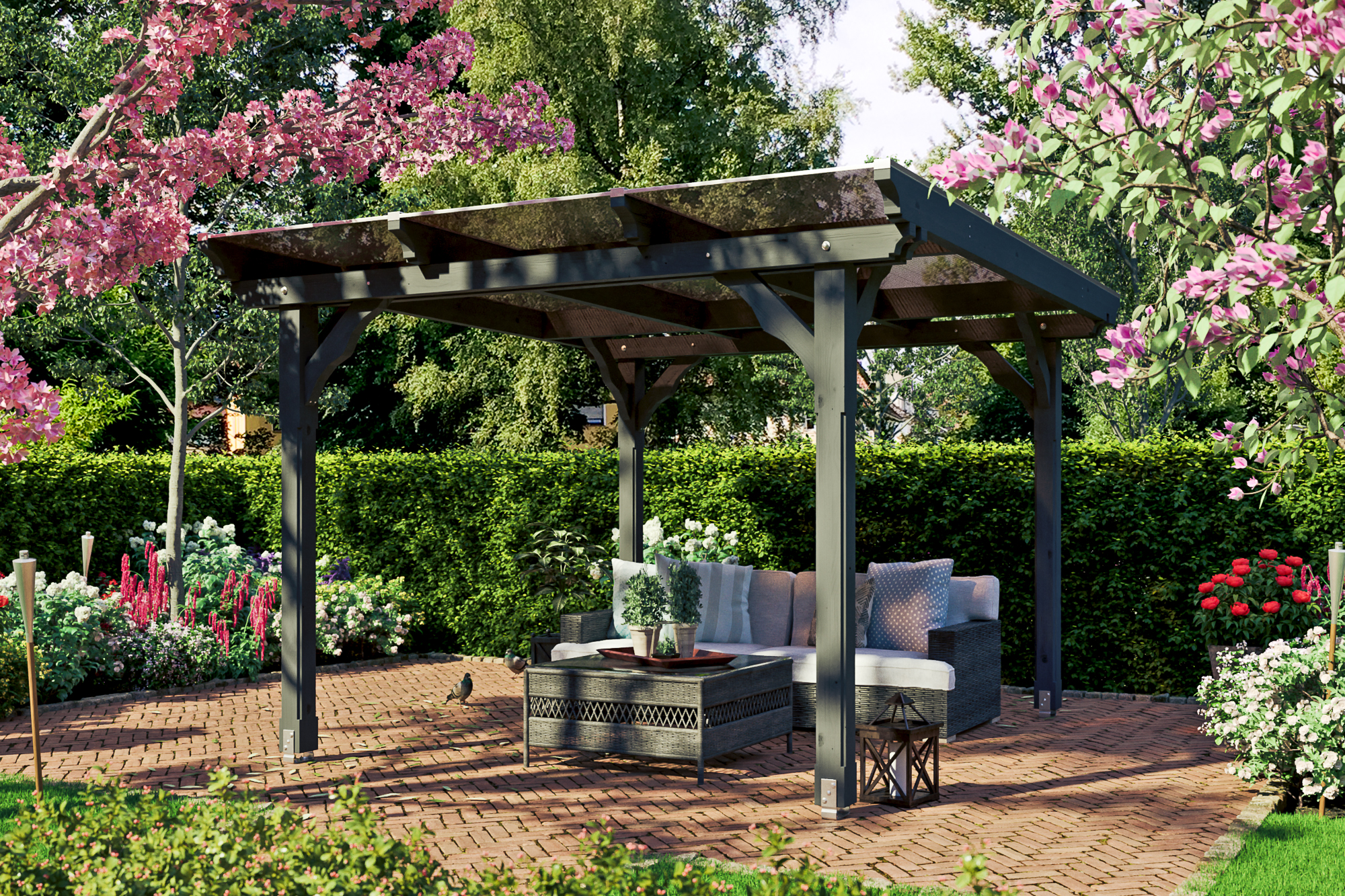 Ambientebild: Pavillon Marseille, farblich behandelt in schiefergrau