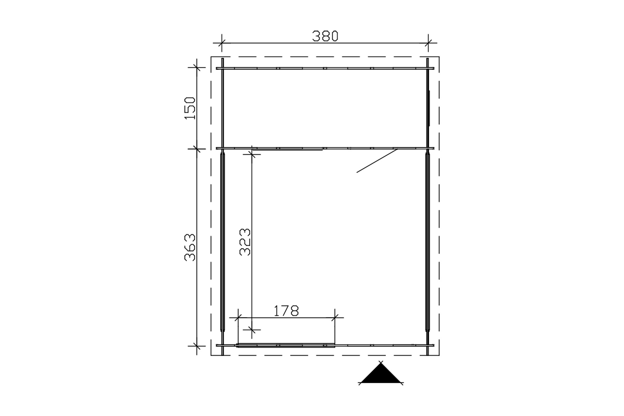 Abri de jardin ALICANTE 380x513cm, avec remise 380x150cm, 28mm, non traité