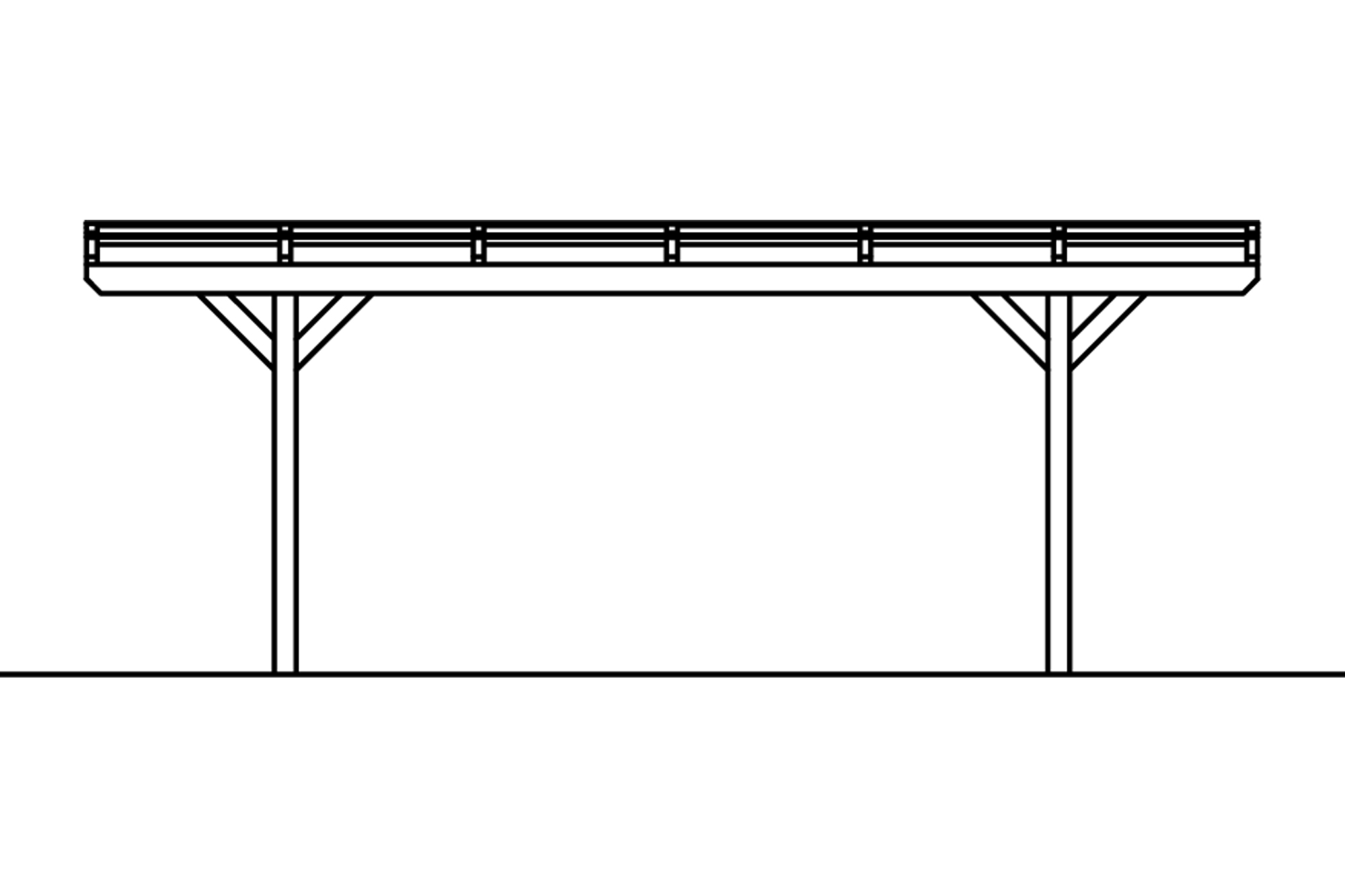 Carport Odenwald 640 x 648 cm, gelakt in wit, met polycarbonaatplaten