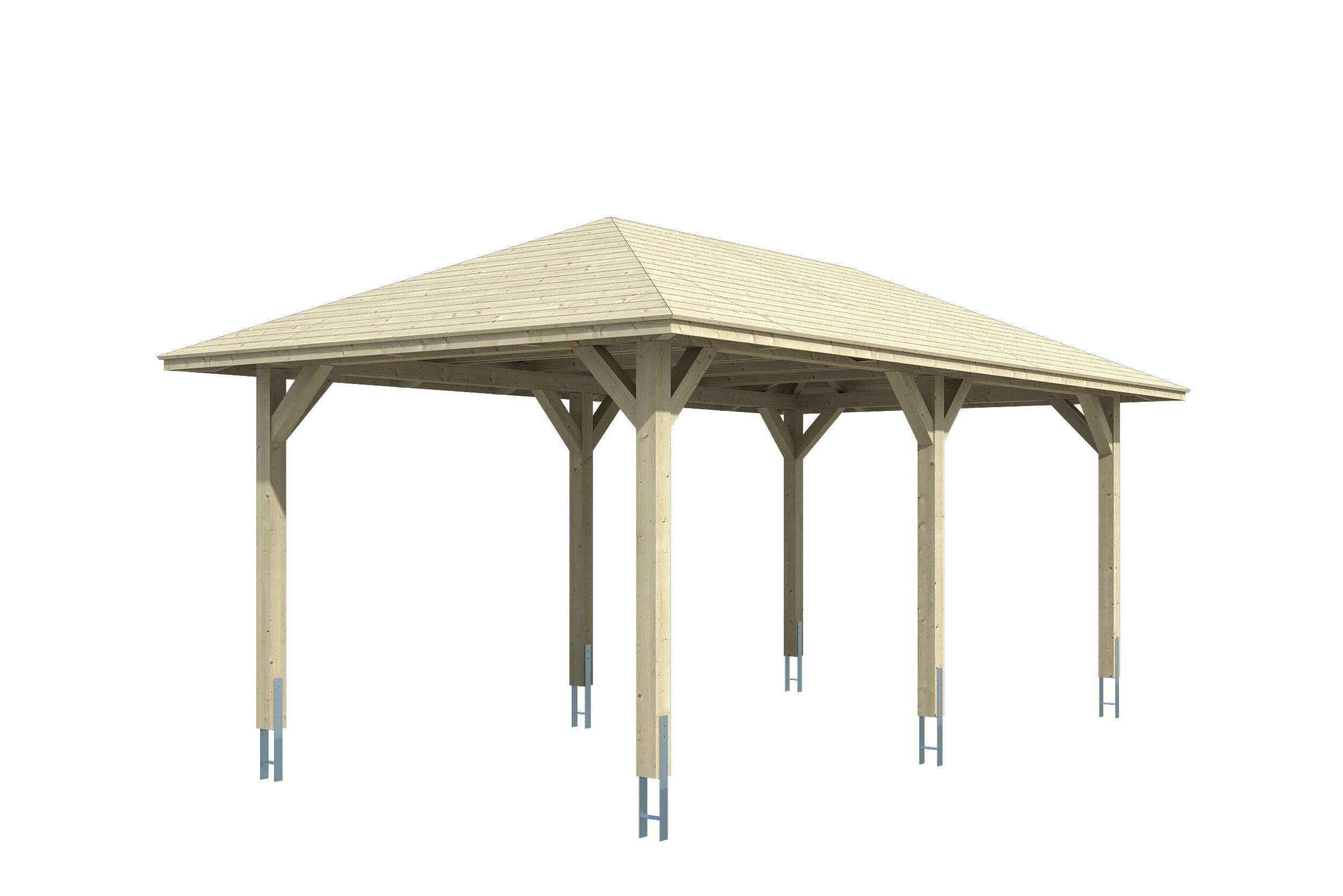 Carport TAUNUS 374x656cm, bois lamellé-collé, non traité