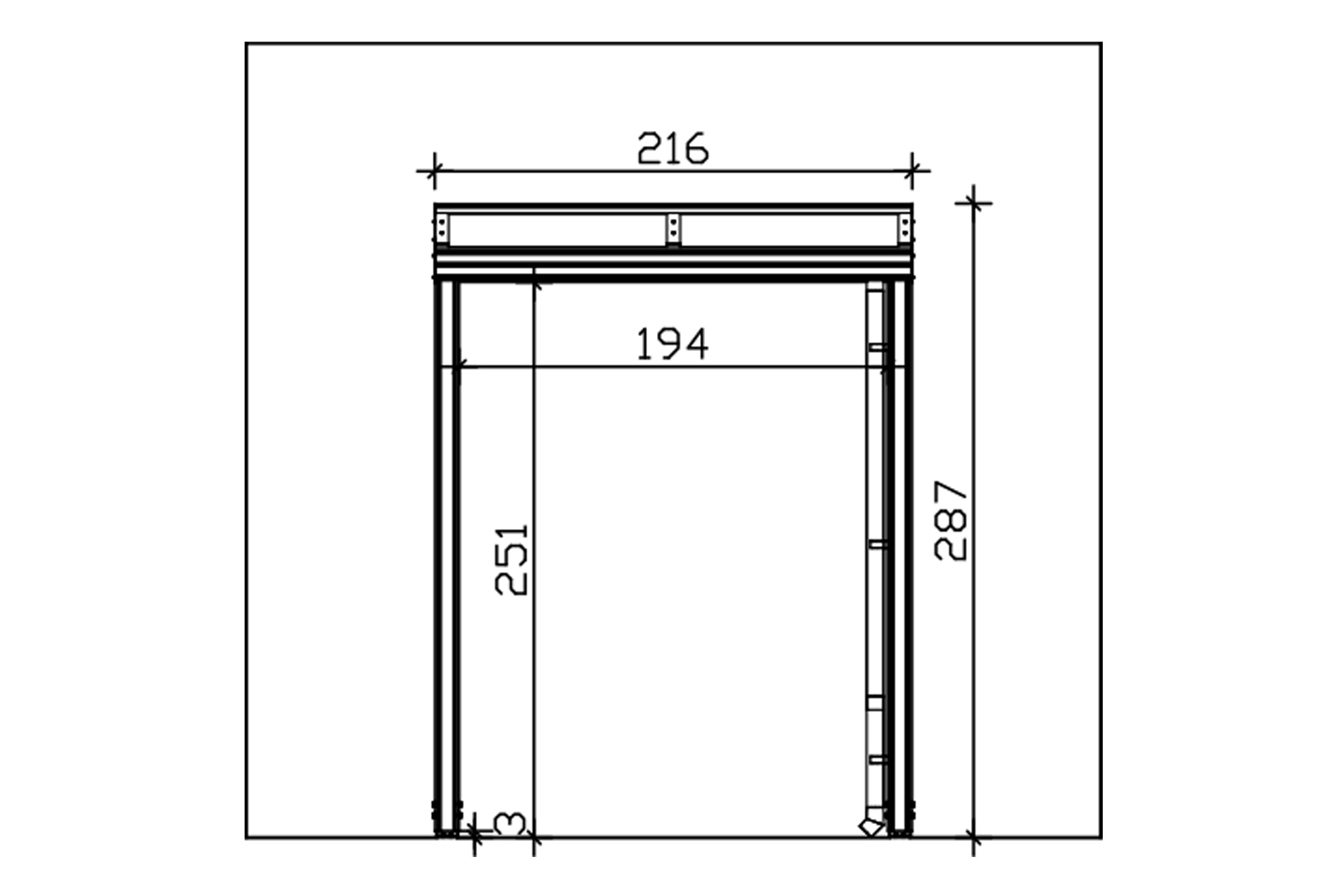 Grafik (Vorderansicht): Vordach Greifswald 