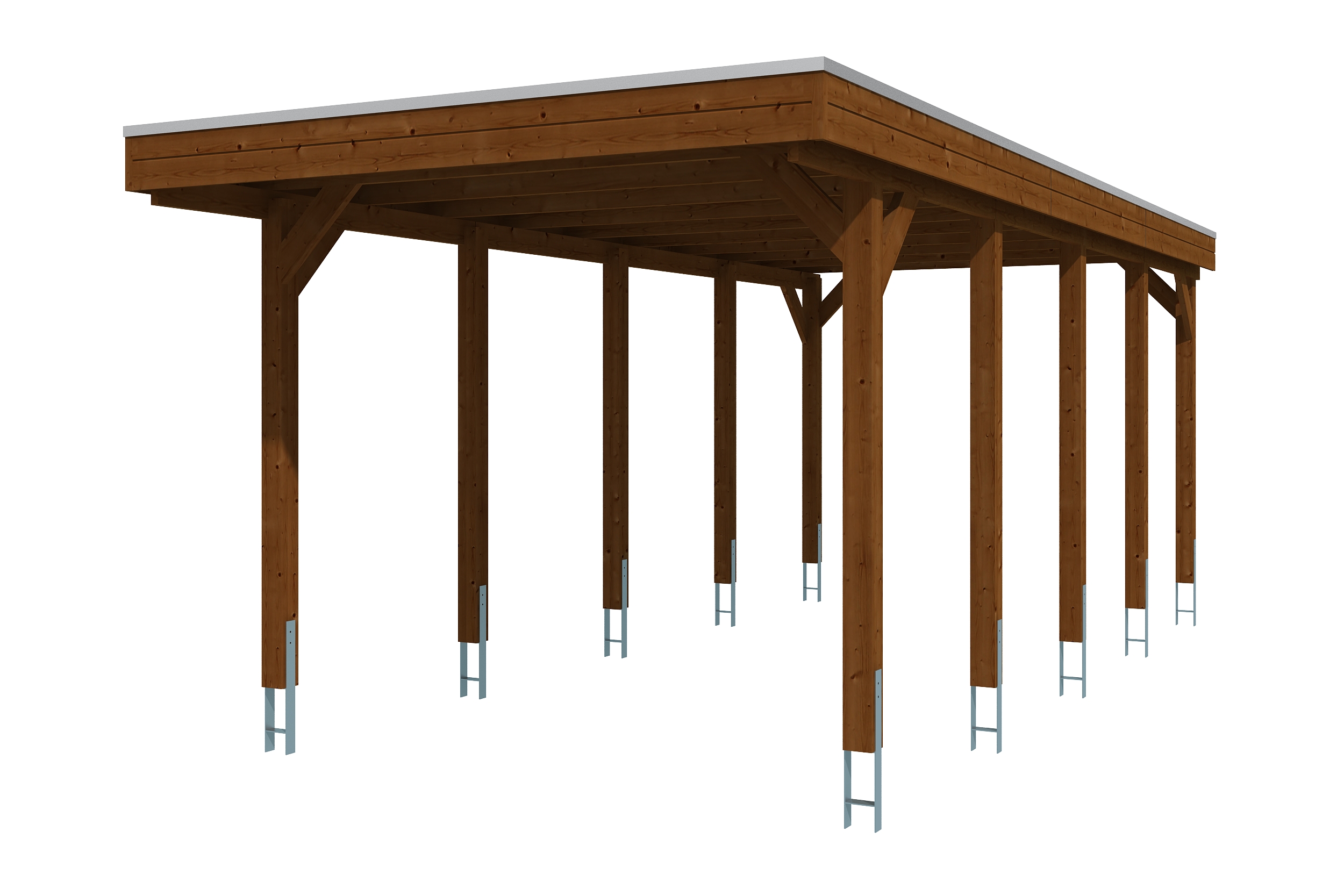Produktbild: Carport Friesland 314 x 708 cm, farblich behandelt in nussbaum