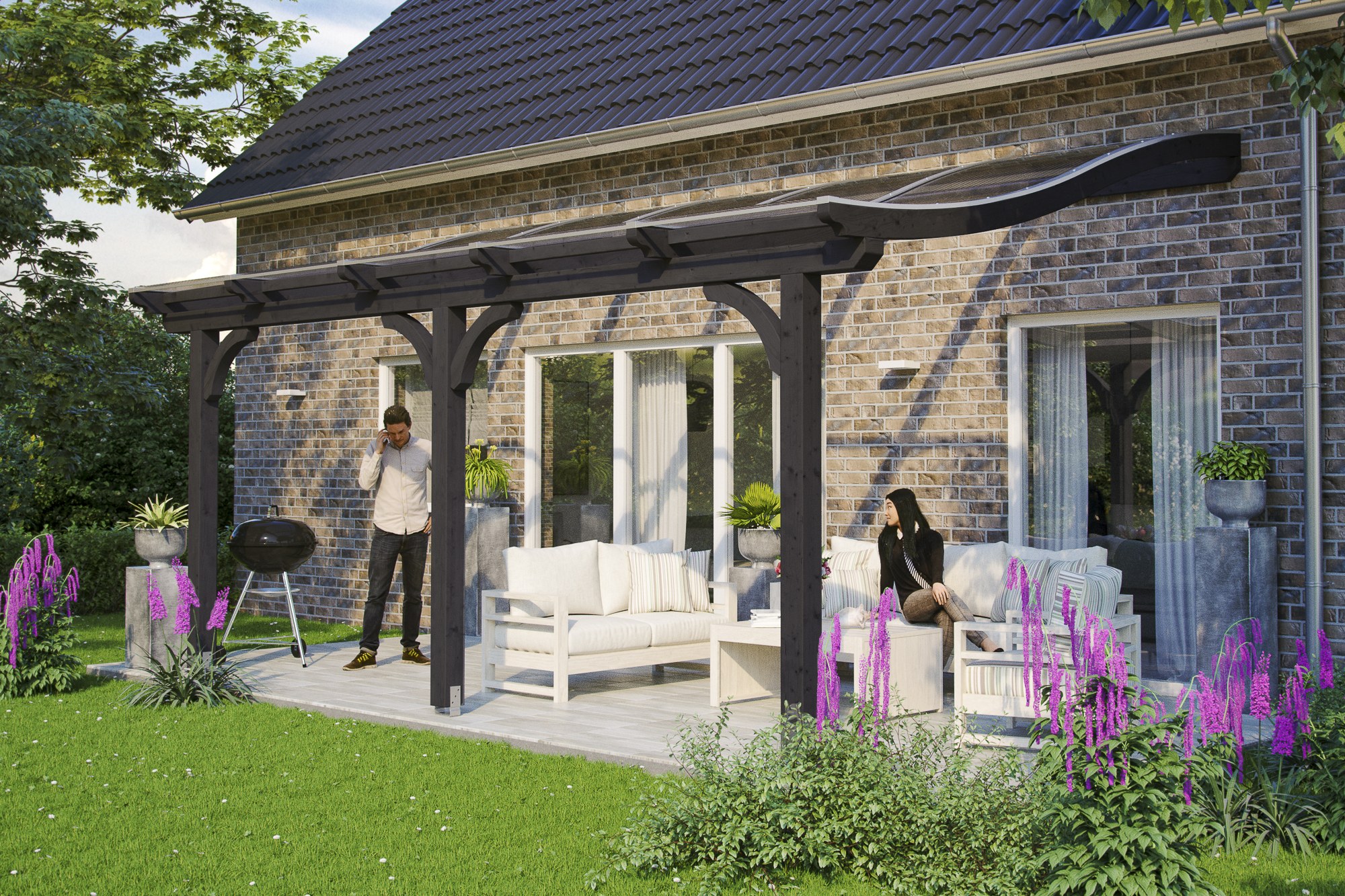 Ambientebild: Terrassenüberdachung Venezia, Breite 541 cm, farblich behandelt in anthrazit