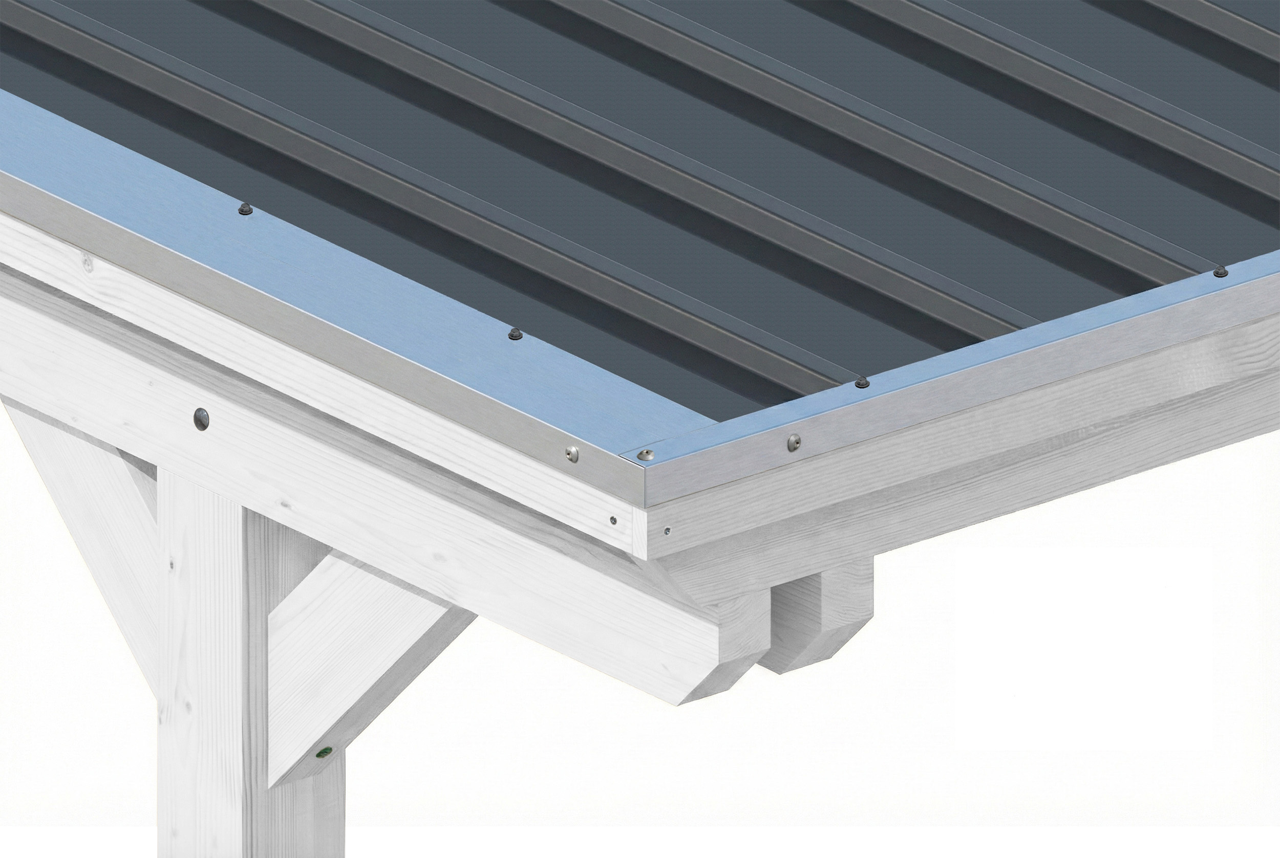 Carport Emsland 340 x 846 cm, panneaux de toit en acier avec voile de condensation antique, blanc
