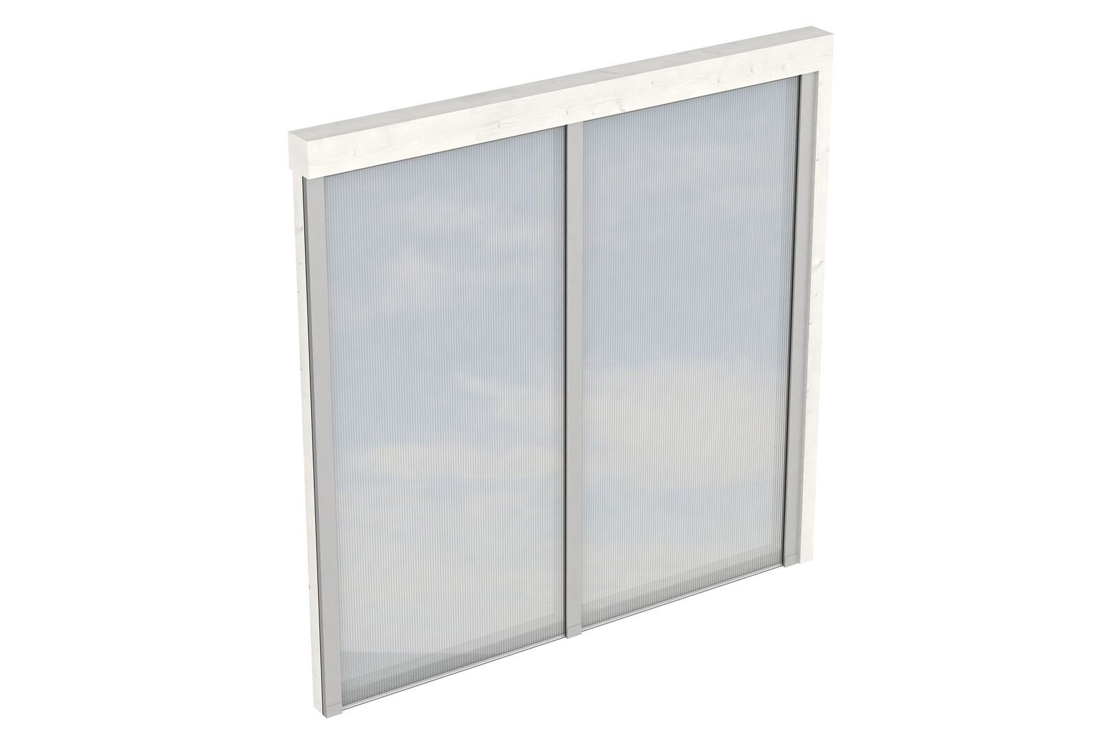 Paroi latérale 205 x 200 cm (montage mural), Polycarbonate, bois d'épinette, traitement coloré blanc