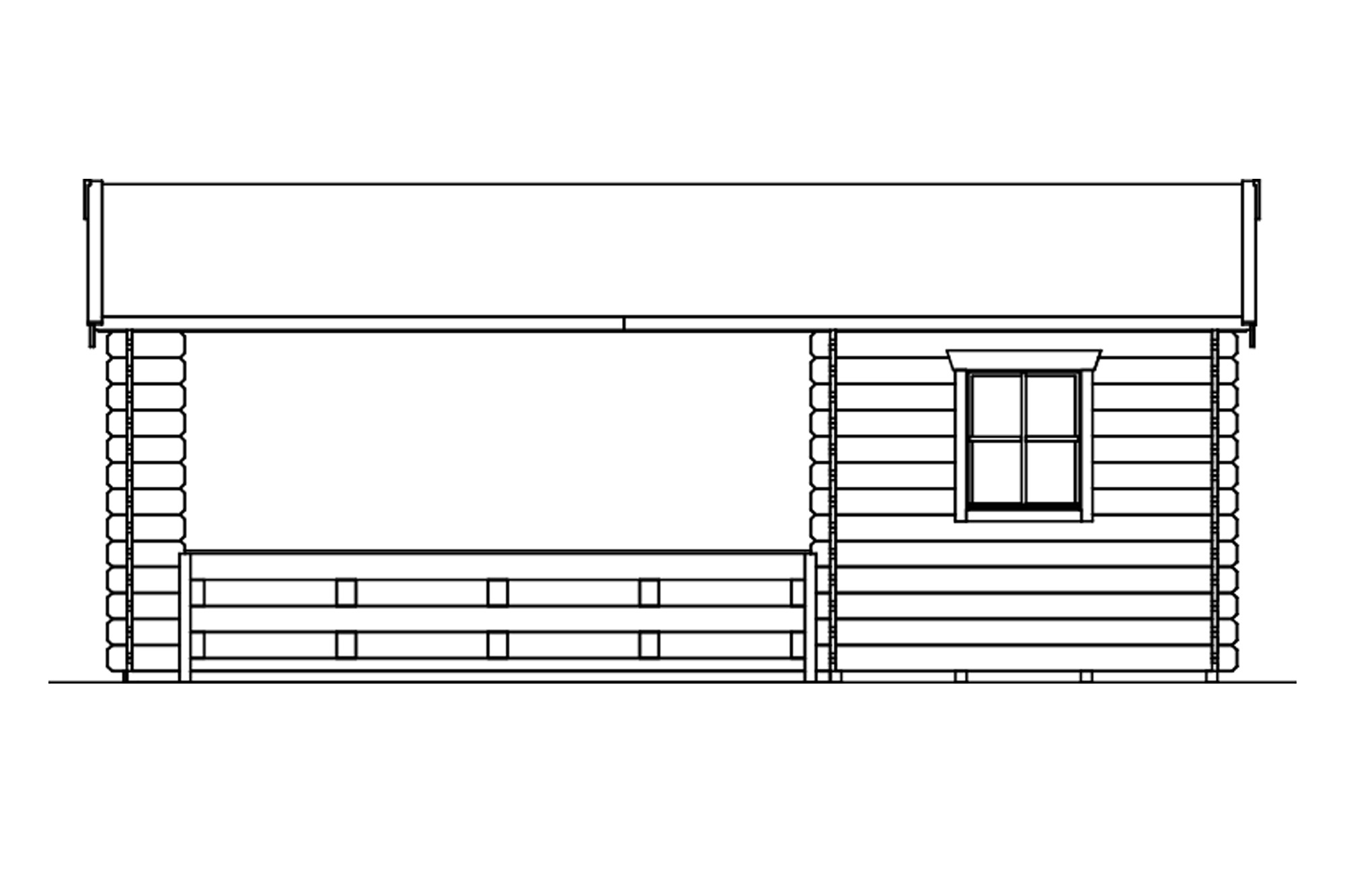 Abri de jardin ALICANTE 380x563cm, avec remise 380x200cm, 28mm, non traité