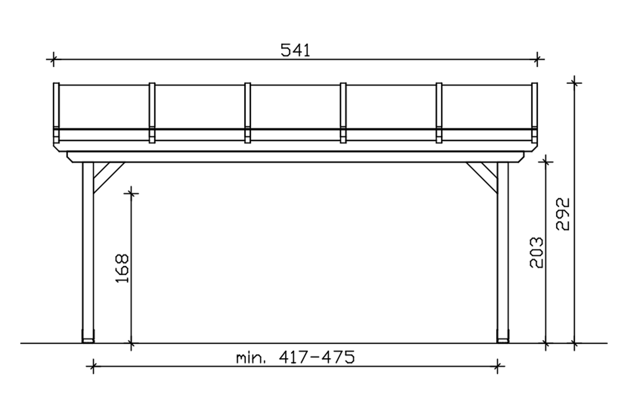 Terrasoverkapping Ancona 541 x 400 cm, gelamineerd hout, onbehandeld