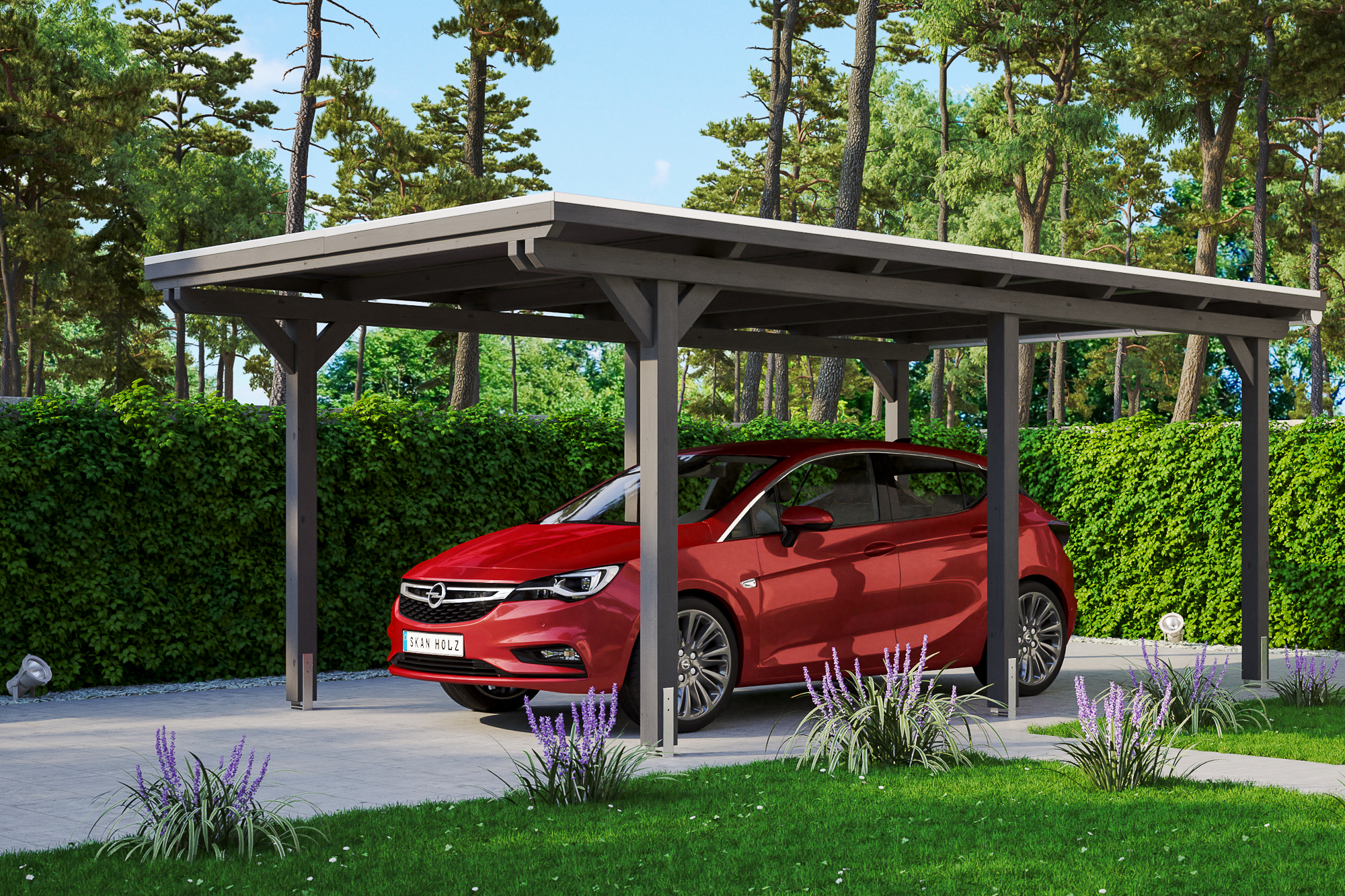 Carport Emsland 354 x 604 cm mit EPDM-Dach, schiefergrau