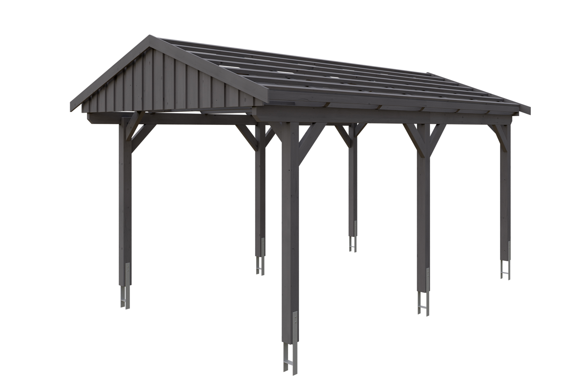 Carport FICHTELBERG 317 x 566 cm, lattis de toit, traitement coloré gris ardoise