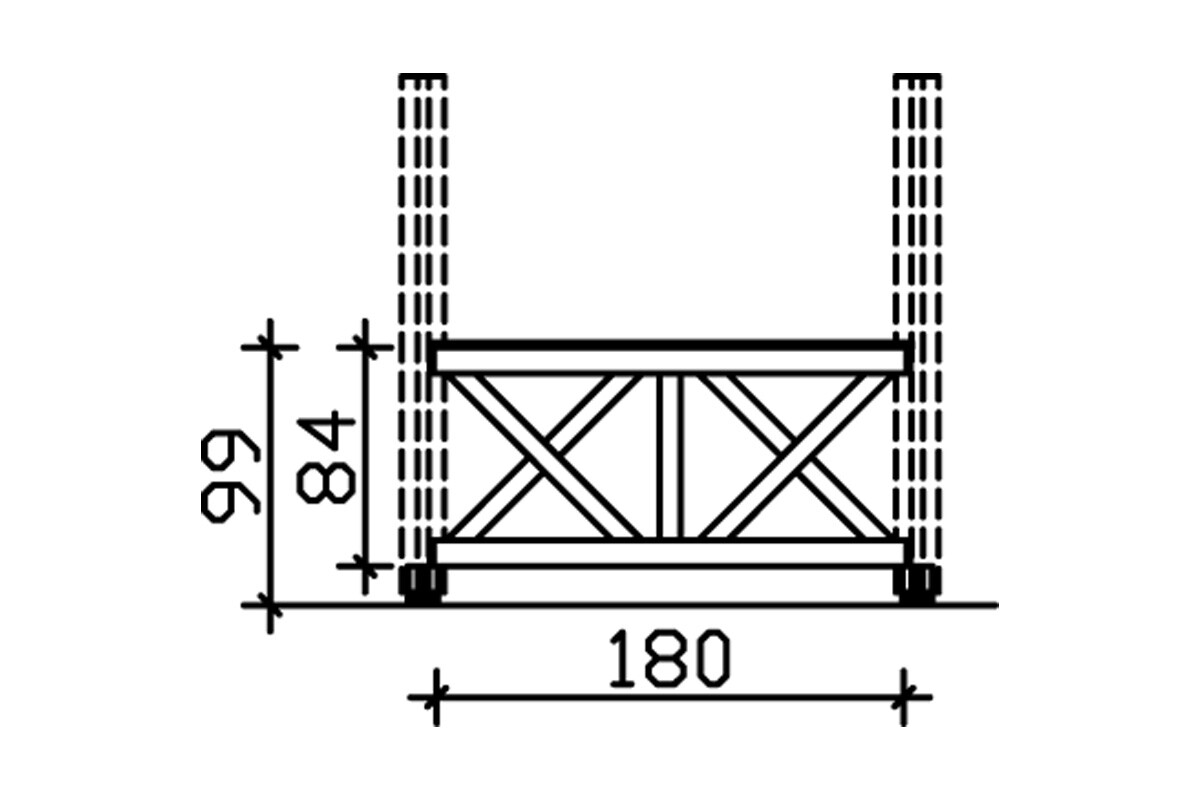 Grafik: Andreaskreuz-Brüstung 180 cm