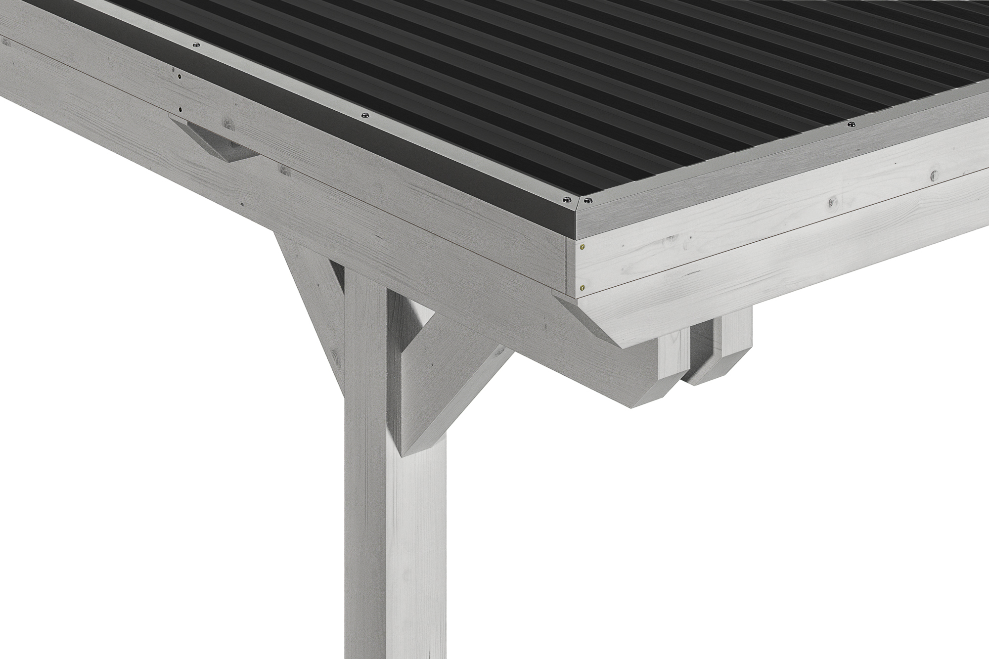 Carport Emsland 613 x 604 cm, gelakt in wit, met Aluminium dakplaten