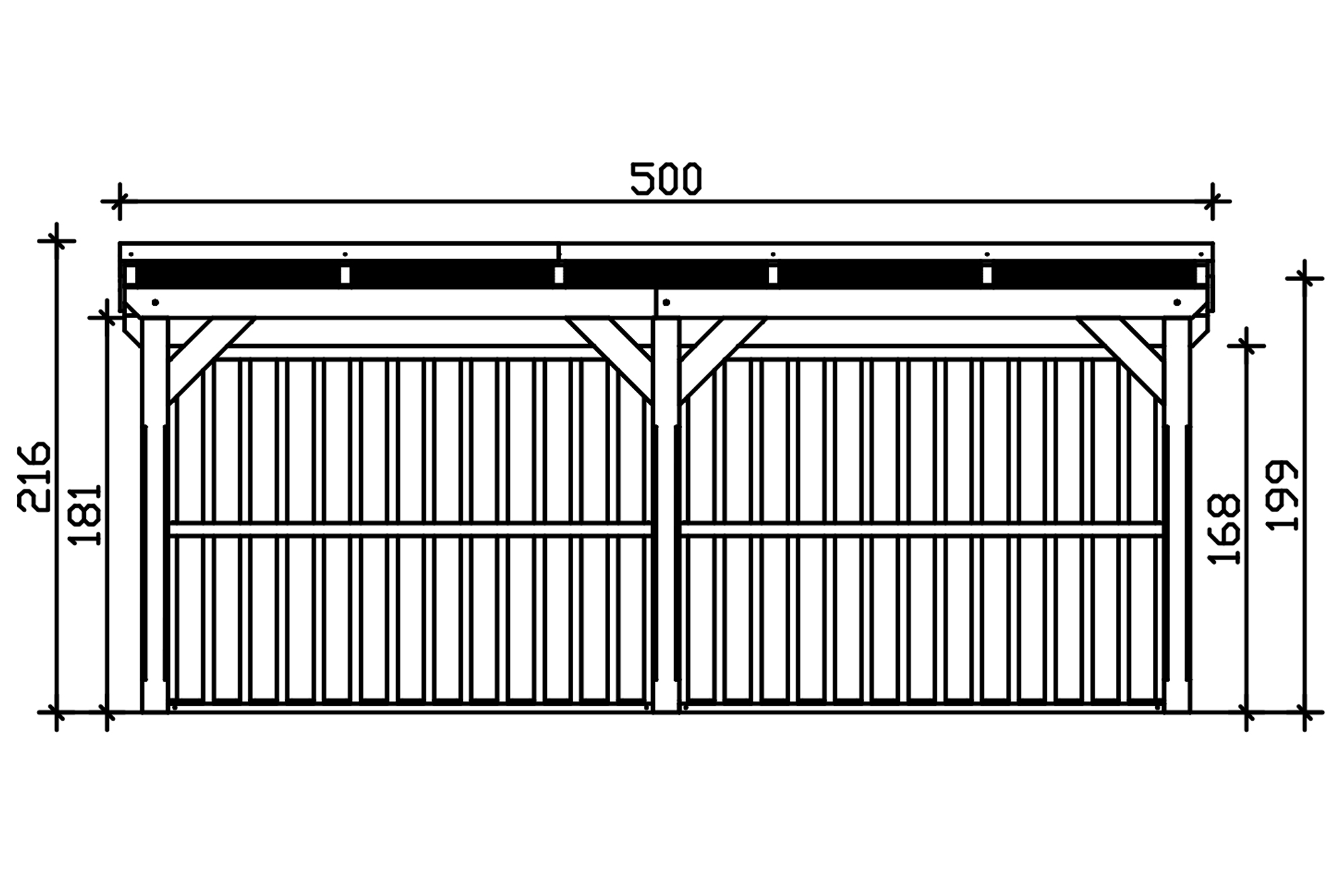 Abri bûcher Holm 2, 500 x 144 cm