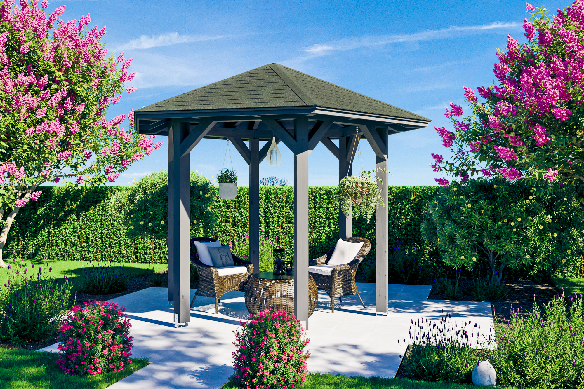 Ambientebild: Pavillon Nancy 1, farblich behandelt in schiefergrau