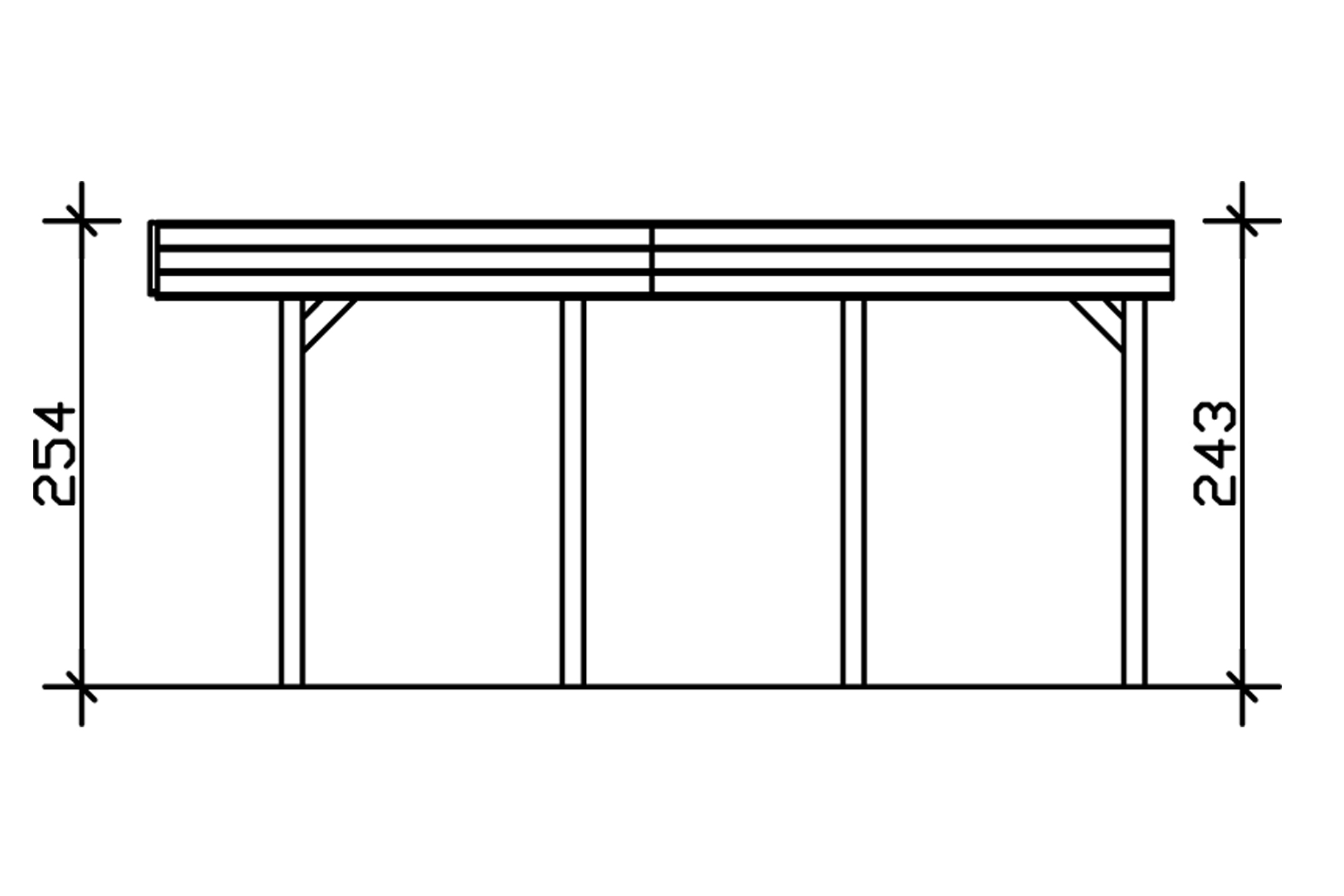 Grafik (Schnitt): Carport Friesland 557 x 555 cm