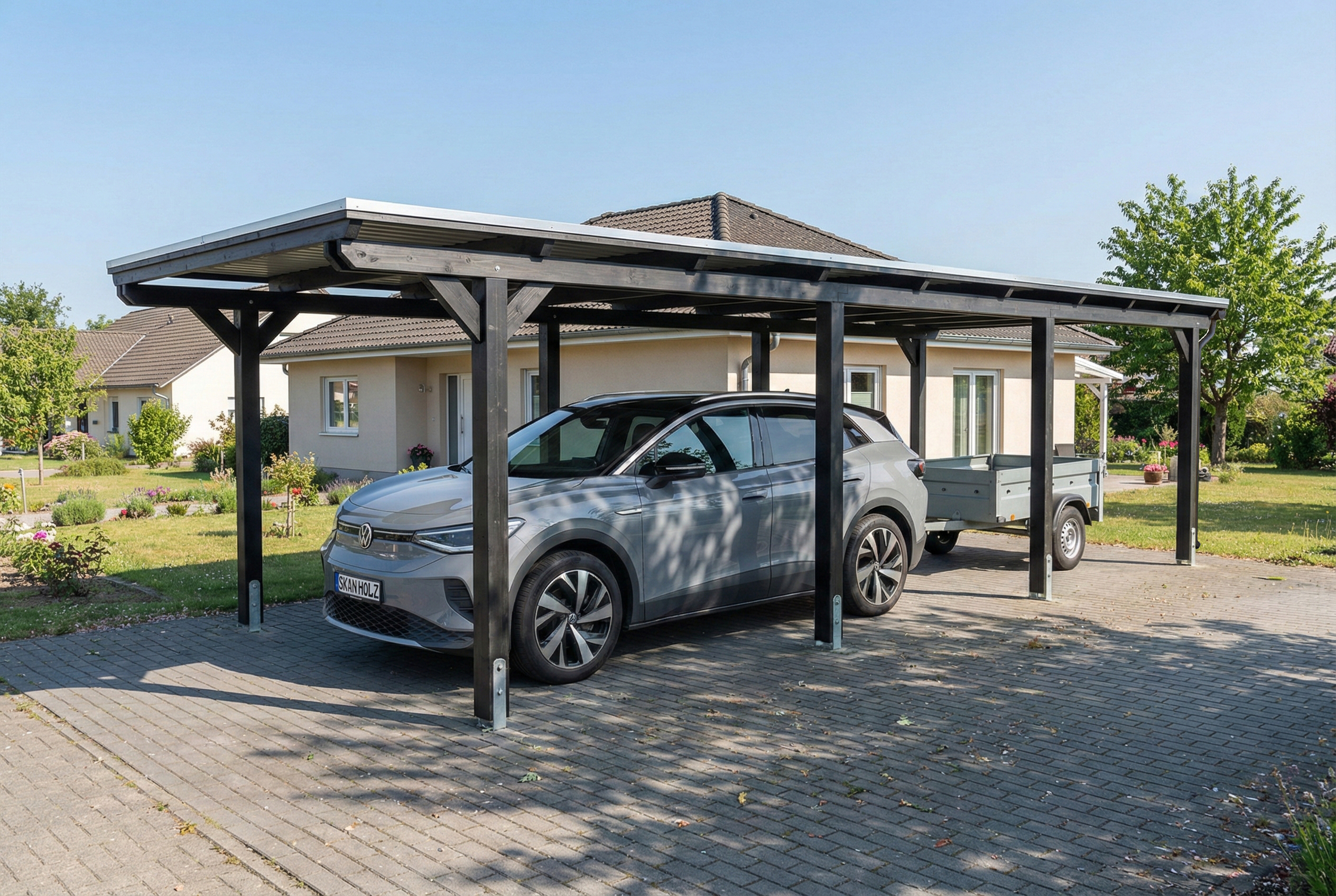 Carport Emsland 340 x 846 cm avec toit EPDM, anthracite
