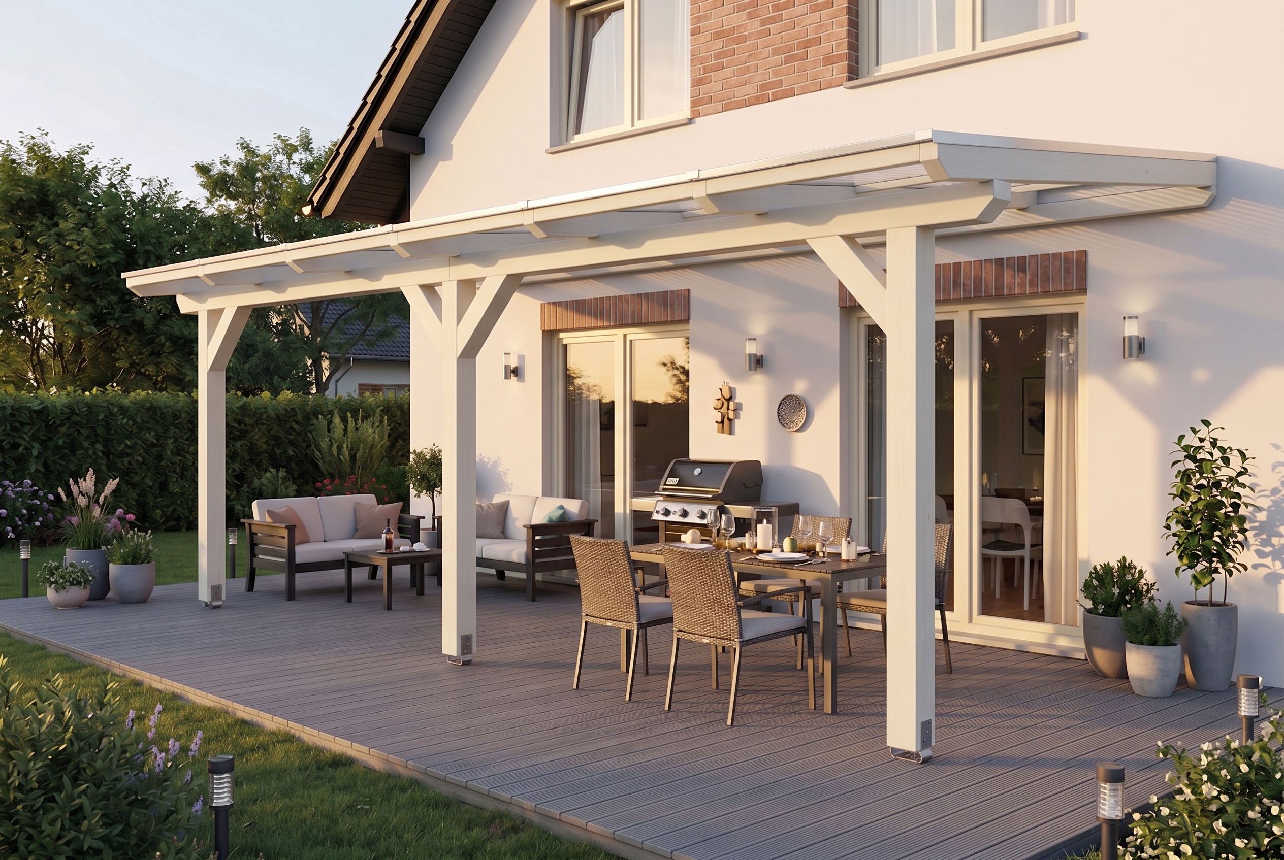 Terrassenüberdachung Andria 648 x 400 cm, Leimholz, weiß
