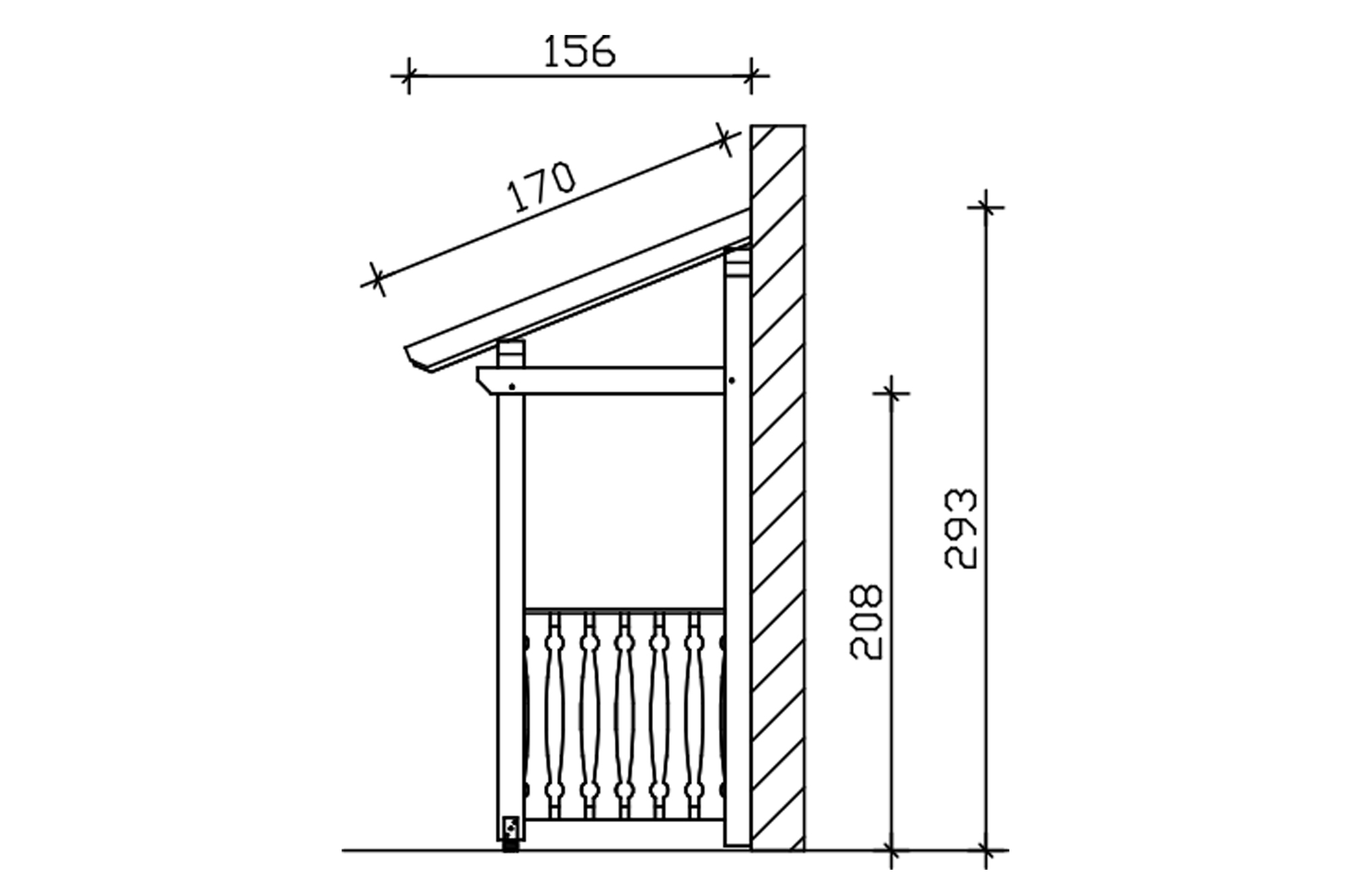 Stříška PADERBORN 6, 336x156cm, lazura světlý dub