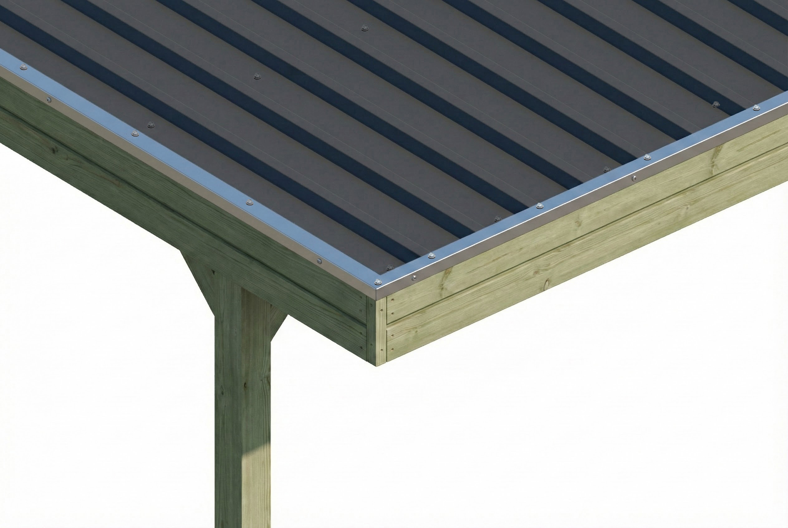 Caravan-Carport Friesland 402 x 708 cm, avec panneaux de toit en acier, imprégné vert