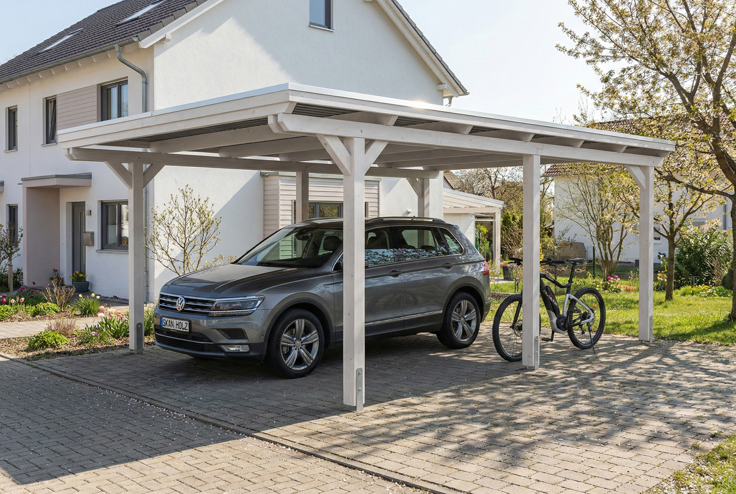 Carport Emsland 402 x 604 cm, stalen dakplaten met anticondensvlies, wit