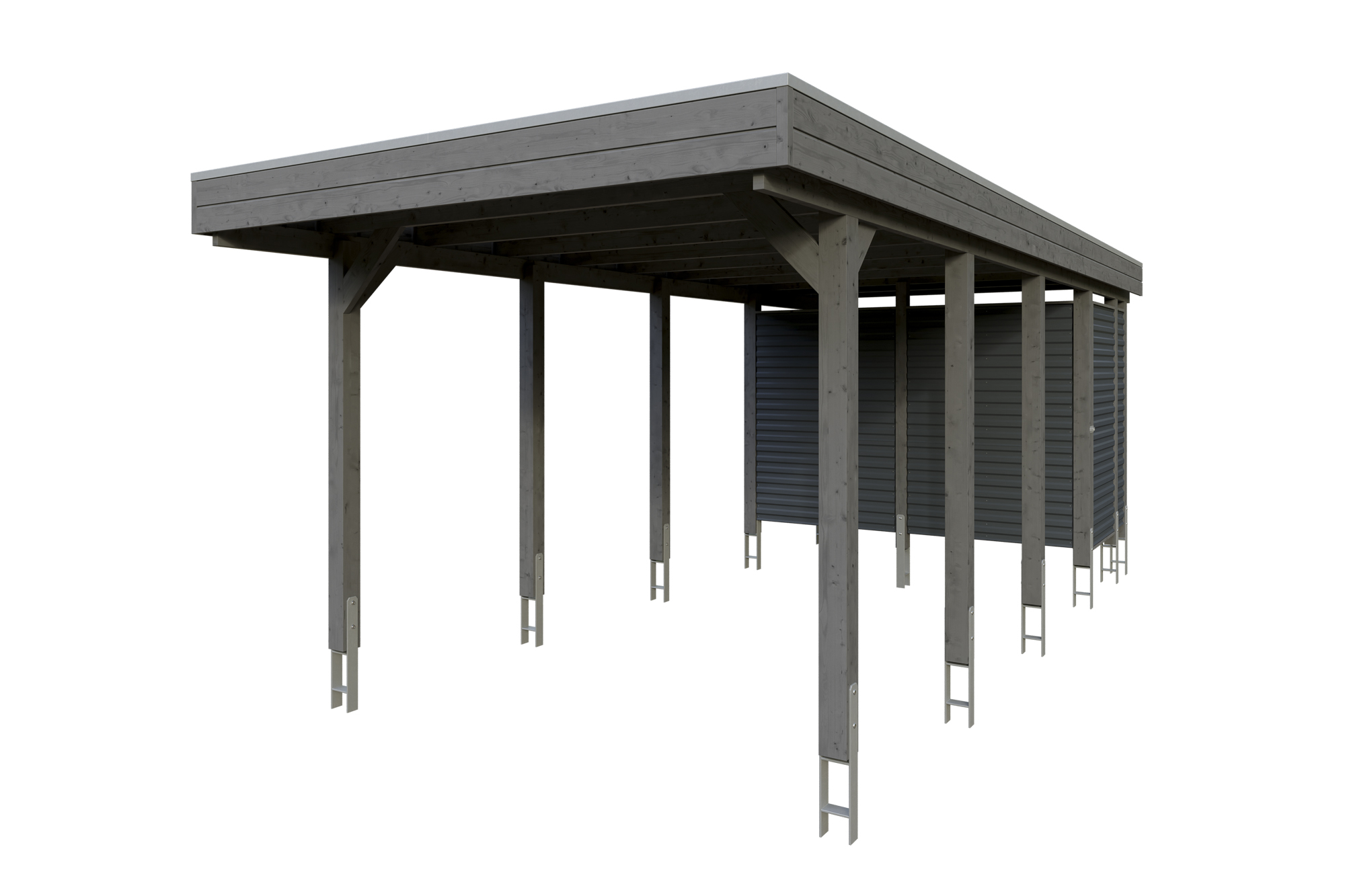 Produktbild: Carport Friesland Set 12, 314 x 708 cm, mit Abstellraum, farblich behandelt in schiefergrau