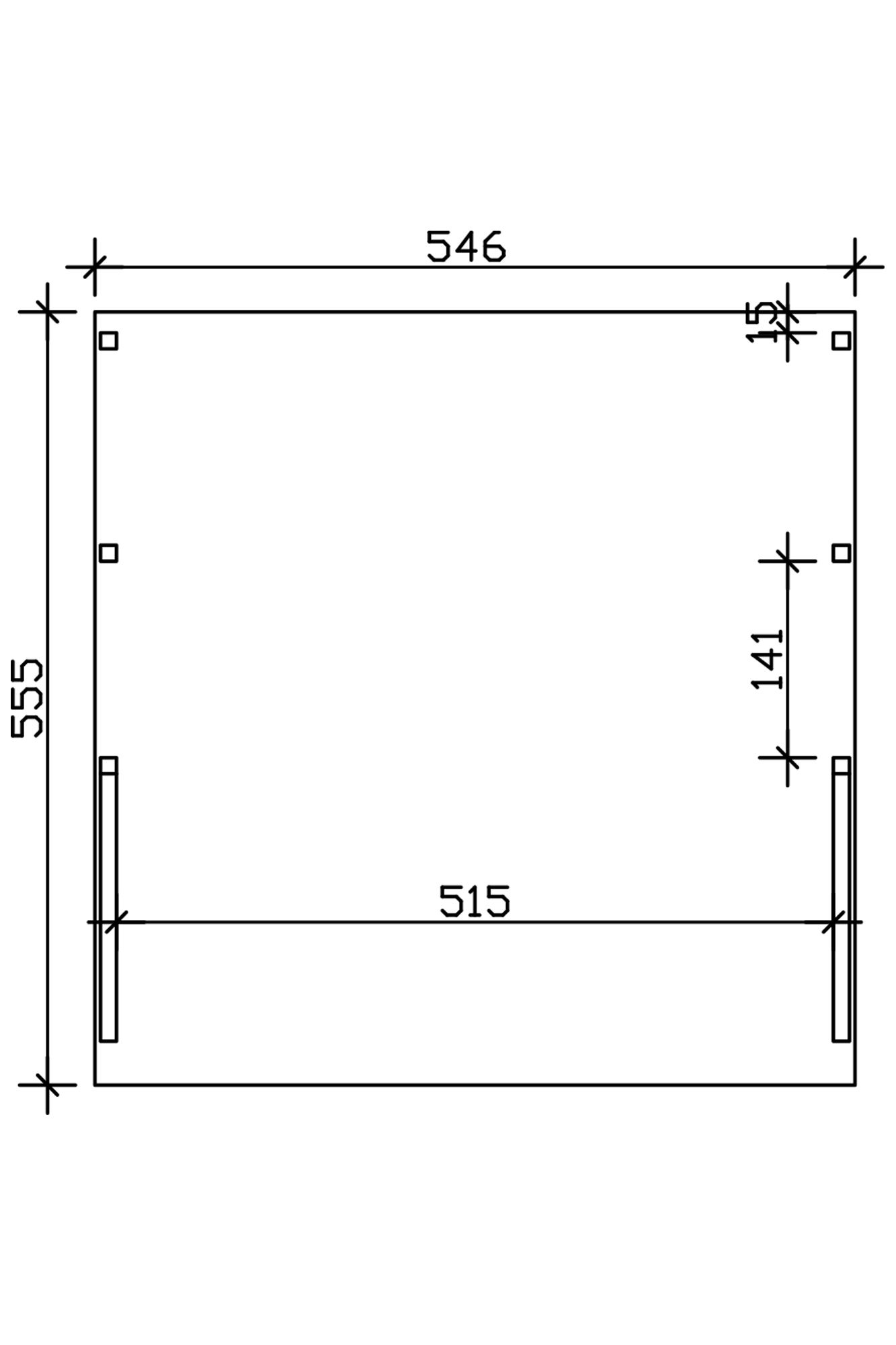 Carport Friesland Set H, 546 x 555 cm, mit zwei Einfahrtsbögen, grün imprägniert