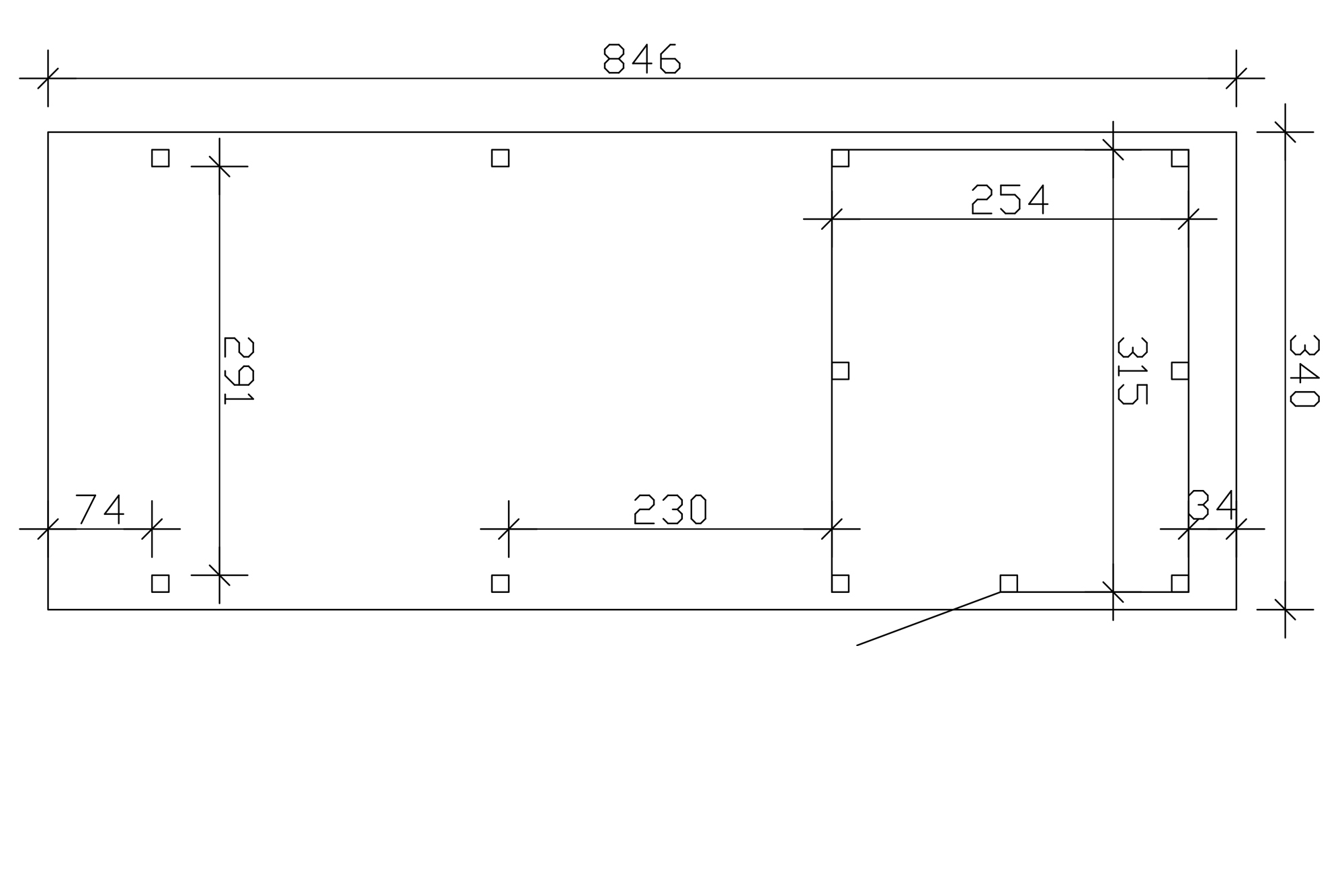 Carport Emsland 340 x 846 cm avec toit EPDM, avec remise, gris ardoise