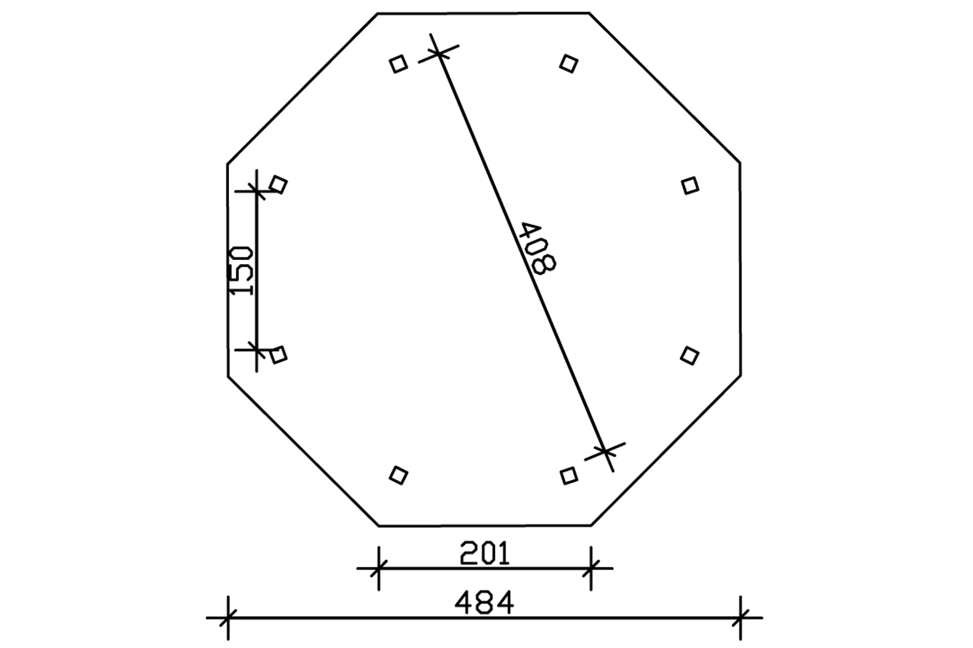 Gloriette NICE 2 (ø 484cm) octagonales, bois lamellé-collé, non traité