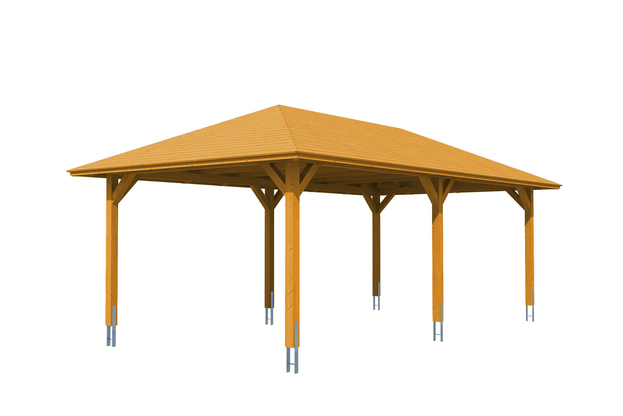 Carport Taunus 439 x 786 cm, gelakt in licht eiken