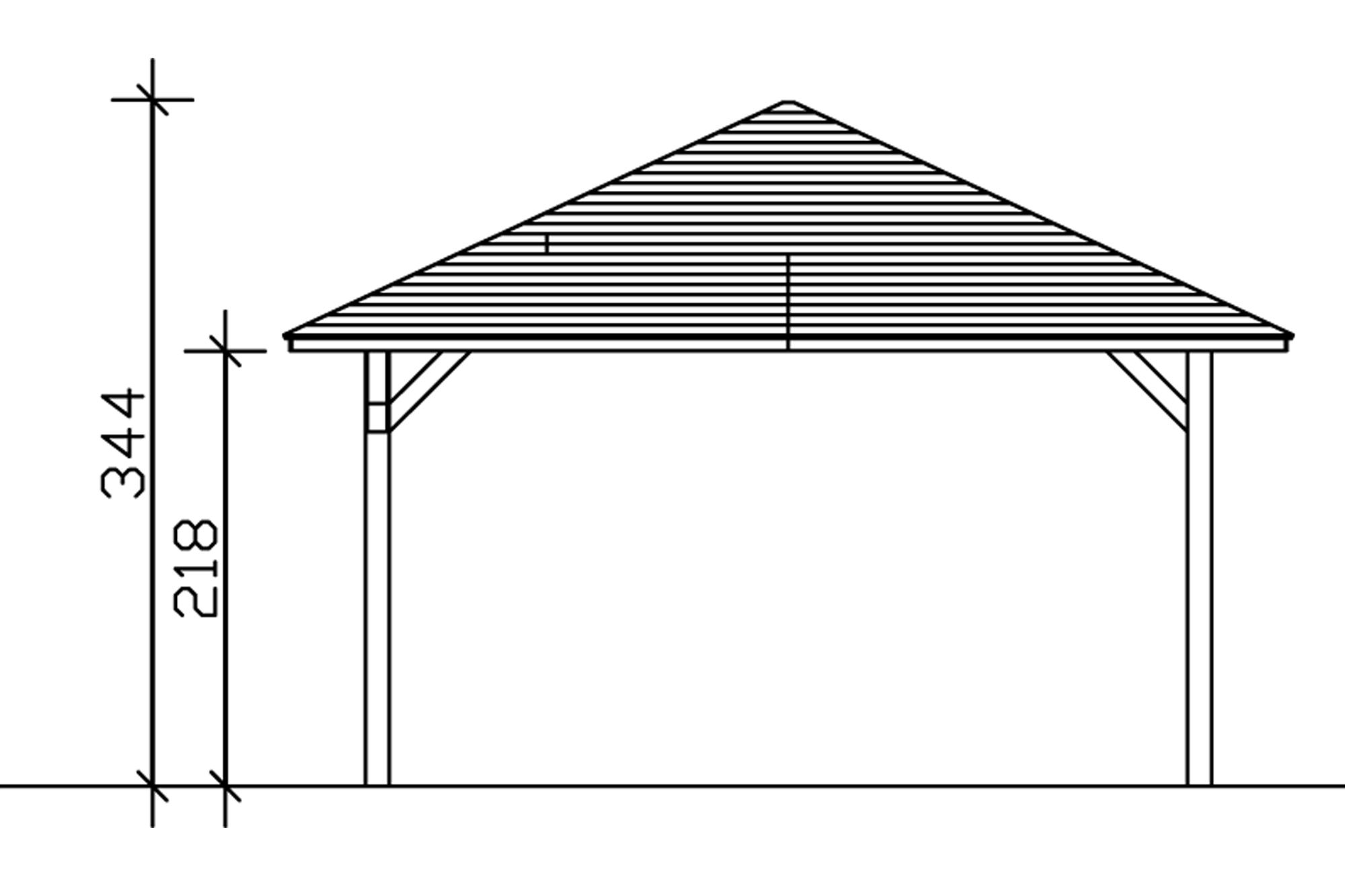 Gazebo Cannes 3, glulam, pre-treated light oak